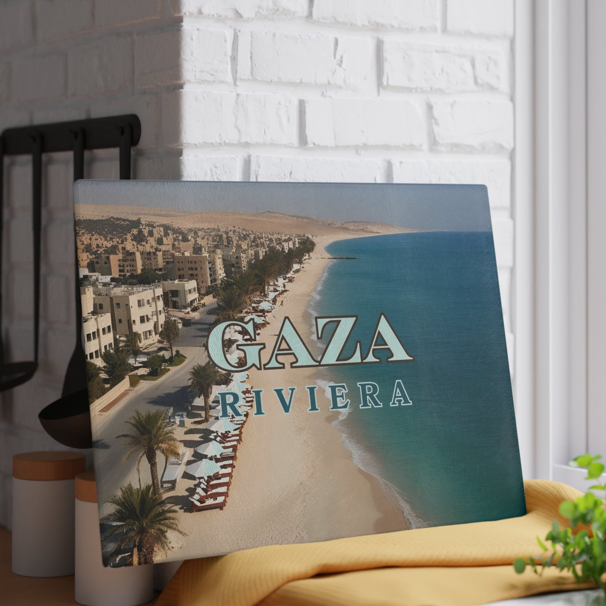 Gaza Riviera Glass Cutting Board Printify