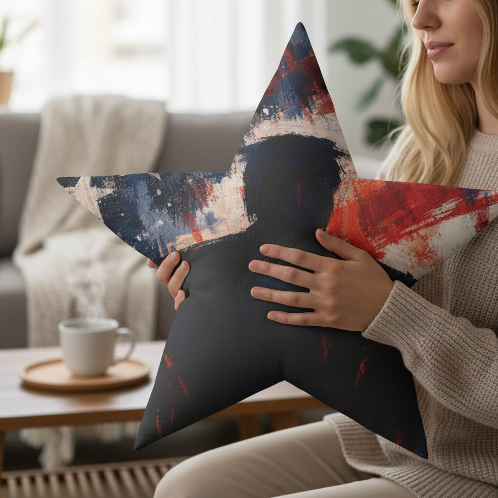 Patriotic Star Silhouette Custom Shaped Pillow – Bold Americana Statement Décor