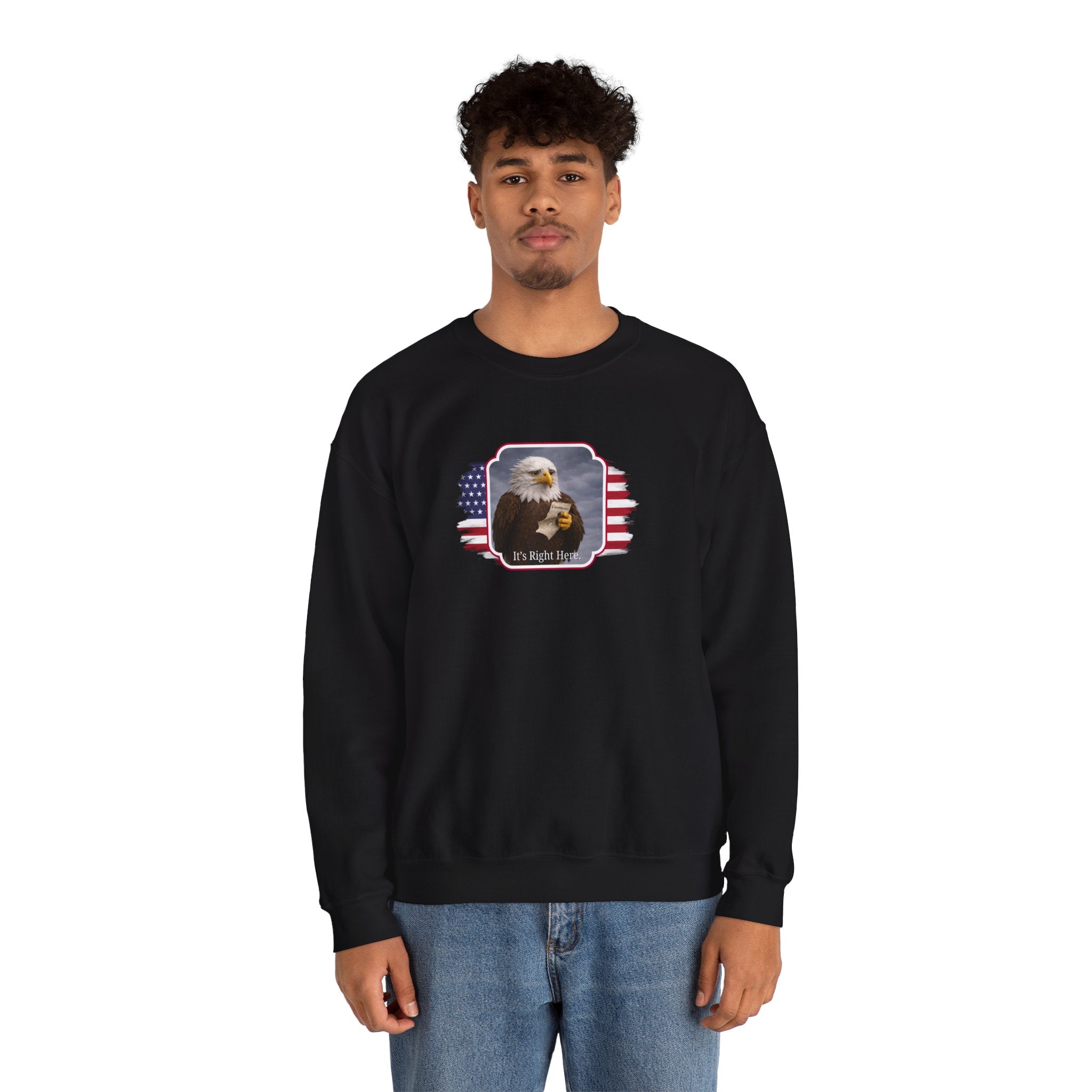 “It’s Right Here” Political Parody Crewneck Sweatshirt