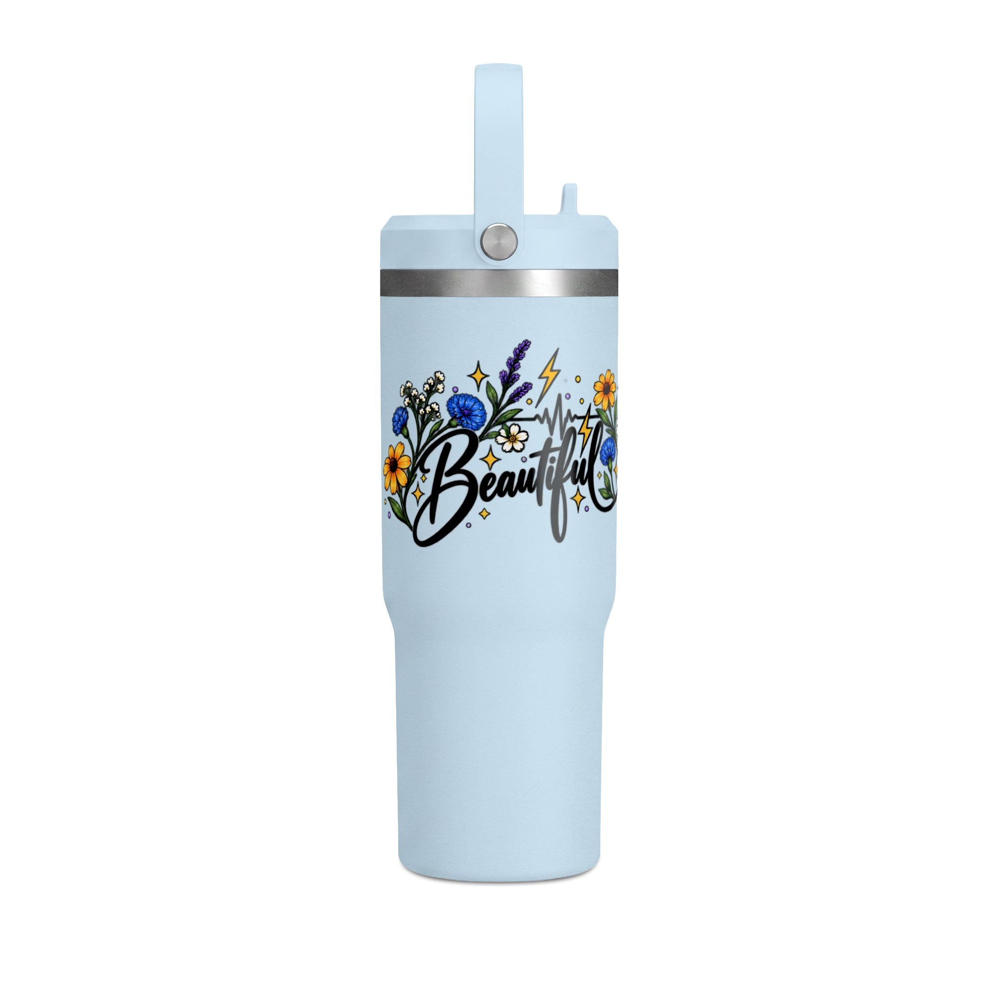 Beautifully Electric 32 oz Tumbler | Epilepsy Awareness Floral Travel Cup
