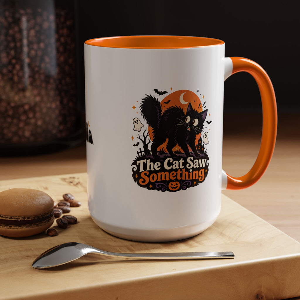 The Cat Saw Something Halloween Black Cat Accent Mug