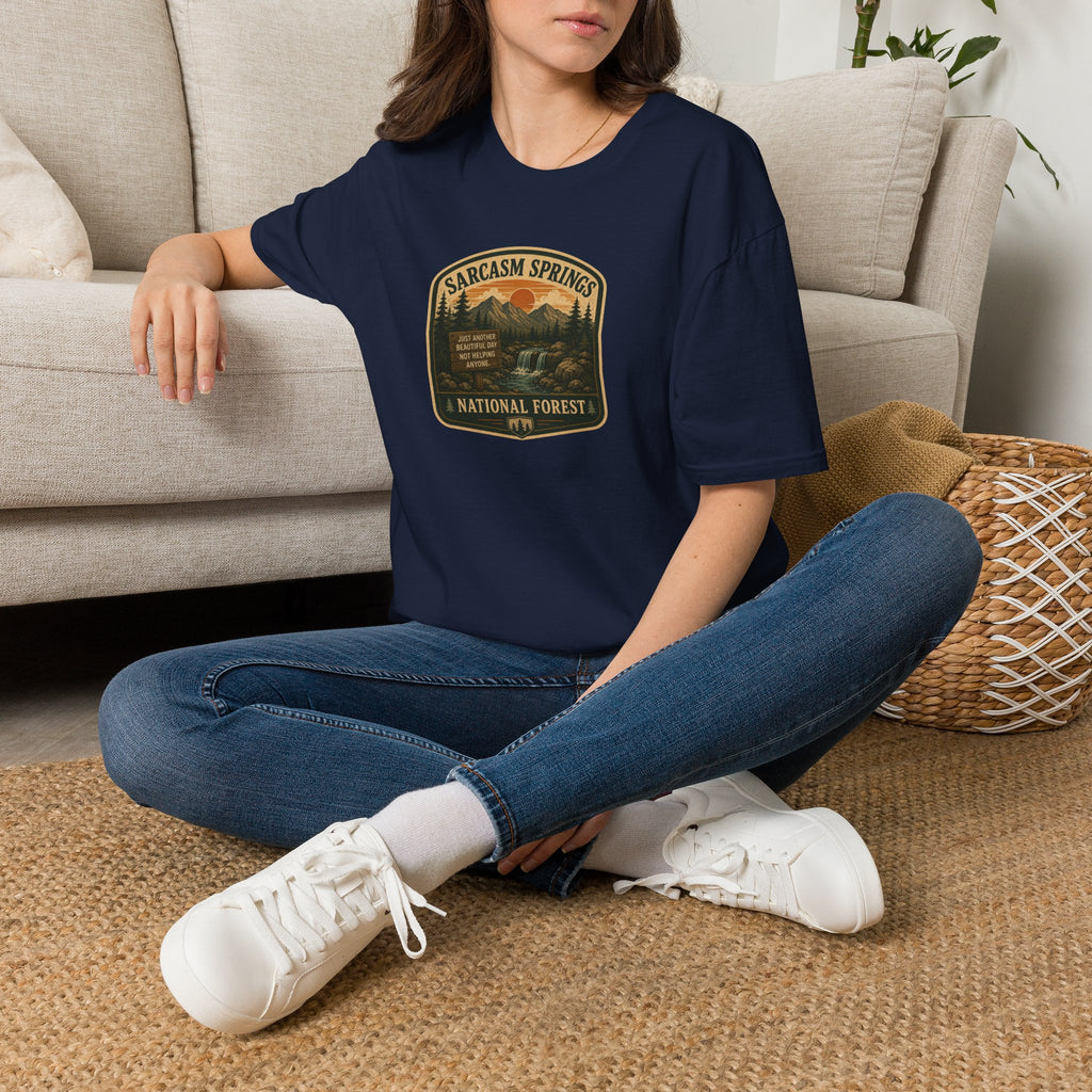 Sarcasm Springs National Forest Unisex T-Shirt | Funny Retro Outdoors Graphic Tee