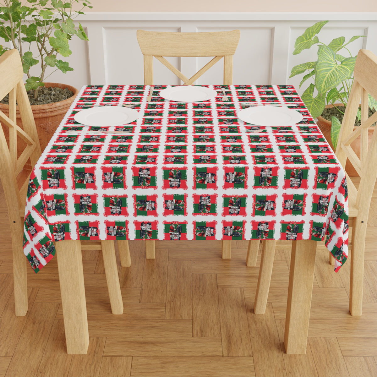 Festive Santa Trump Tablecloth for Holiday Gatherings, Christmas Table Decor
