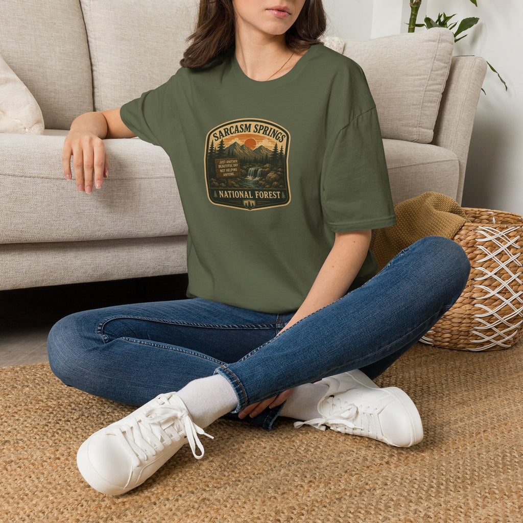 Sarcasm Springs National Forest Unisex T-Shirt | Funny Retro Outdoors Graphic Tee