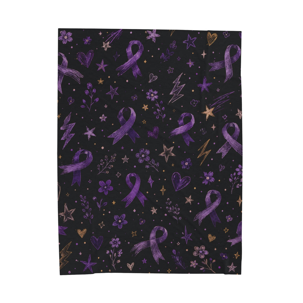 Purple Epilepsy Awareness Ribbon Velveteen Plush Blanket
