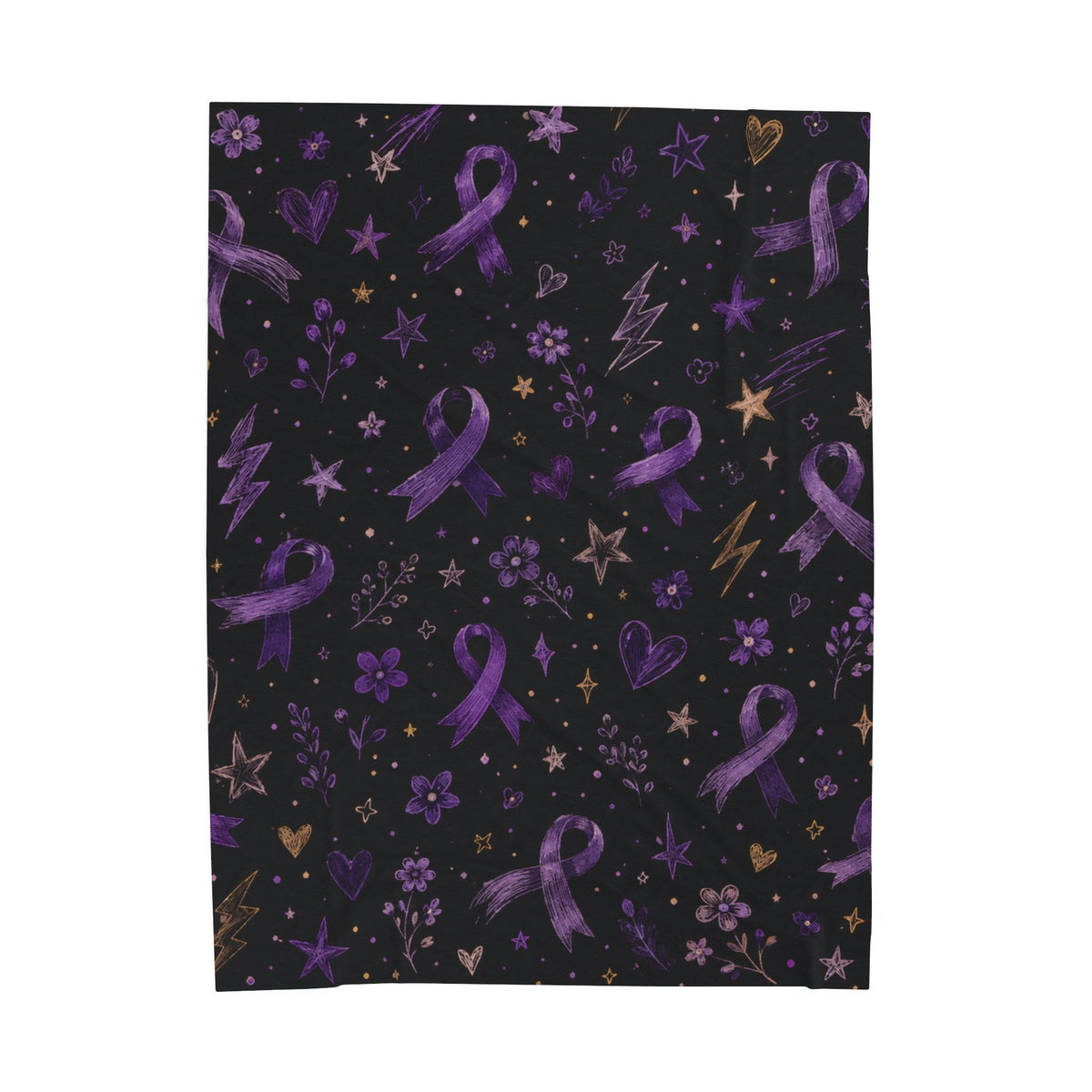 Purple Epilepsy Awareness Ribbon Velveteen Plush Blanket