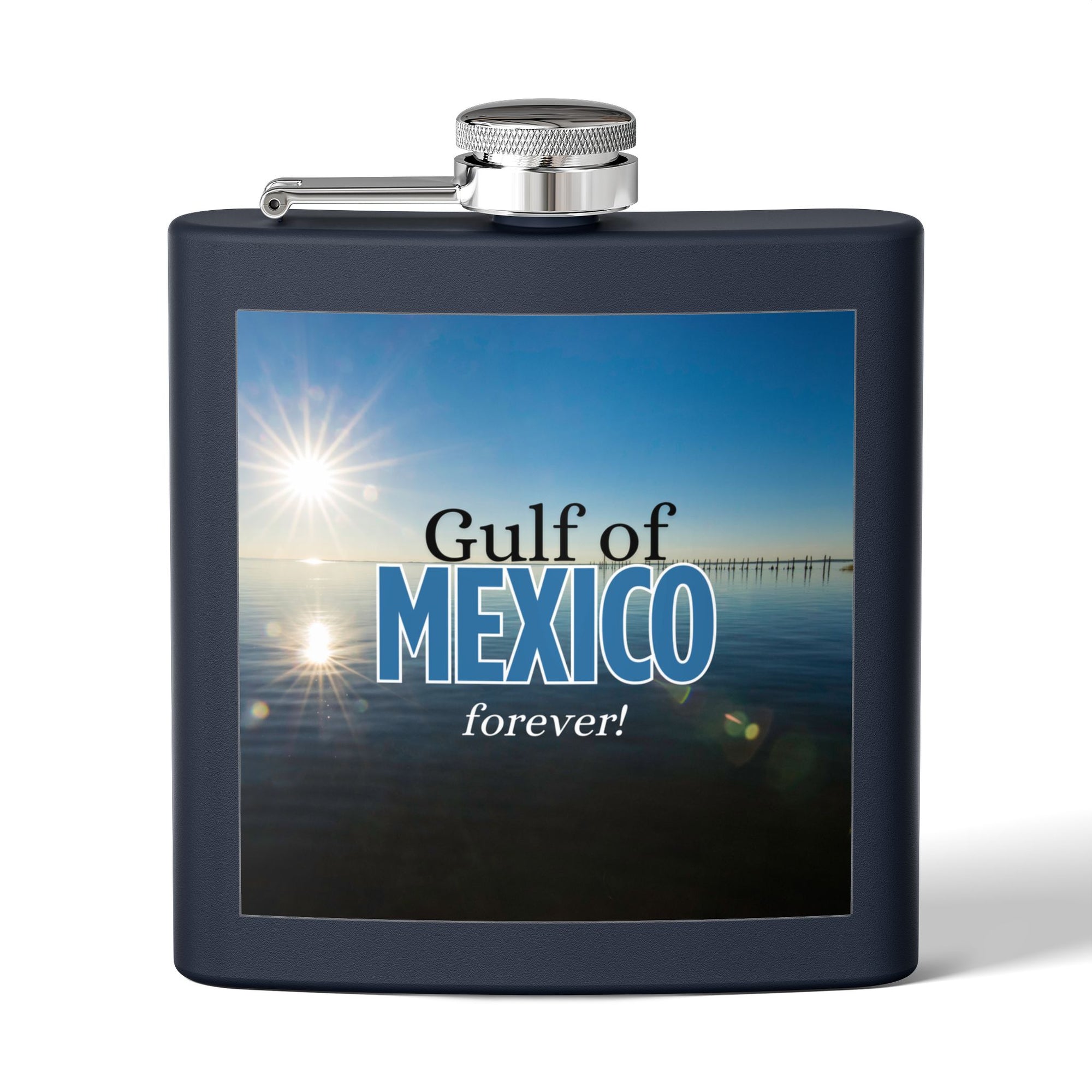 Gulf of Mexico 6oz Stainless Steel Flask - Perfect for Travel & Celebrations