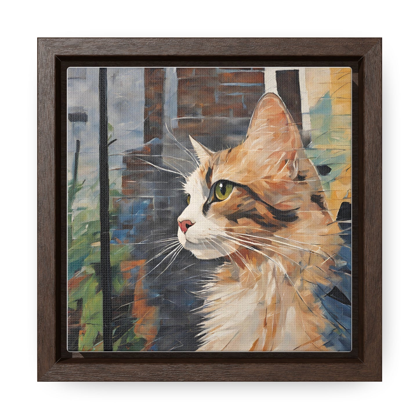 Watercolor Cat Profile Gallery Canvas Wraps, Square Frame - Canvas - Epileptic Al’s Shop