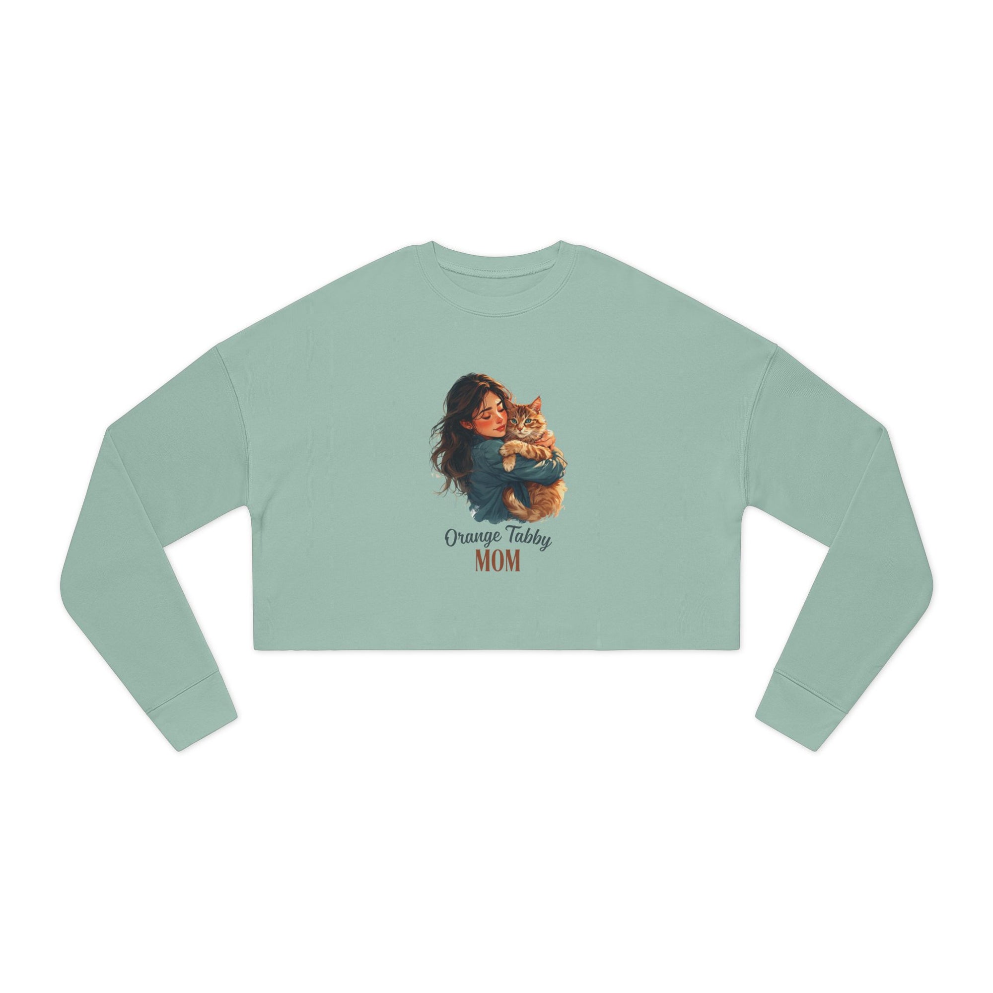 Cozy Orange Tabby Mom Cropped Sweatshirt