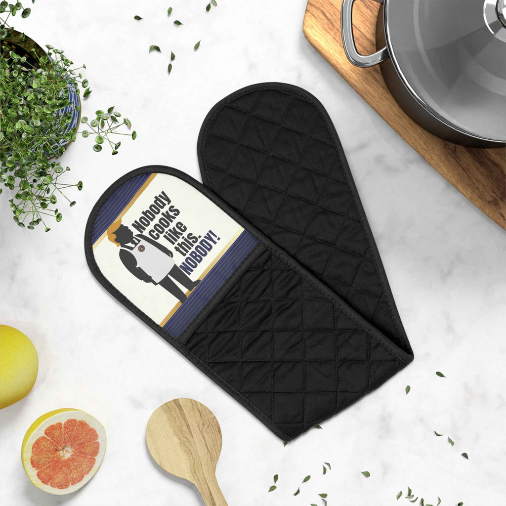 “Nobody Cooks Like This. Nobody.” Political Parody Oven Mitt / Pot Holder
