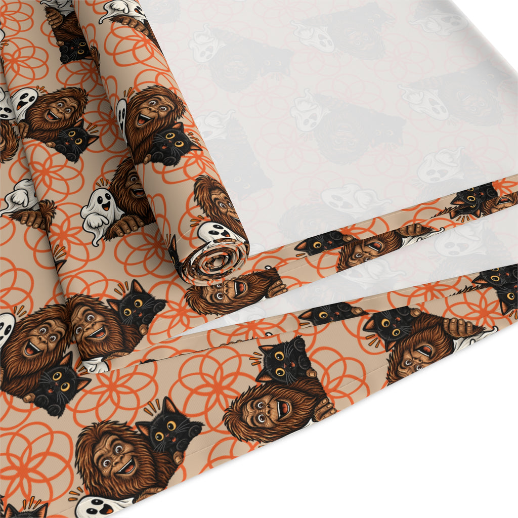 Bigfoot, Boo & Black Cat Halloween Table Runner
