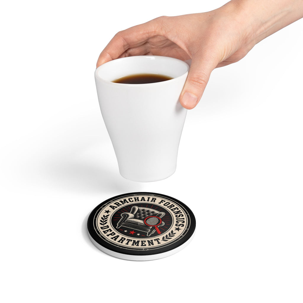 Armchair Forensics Department Ceramic Coaster, True Crime Coaster