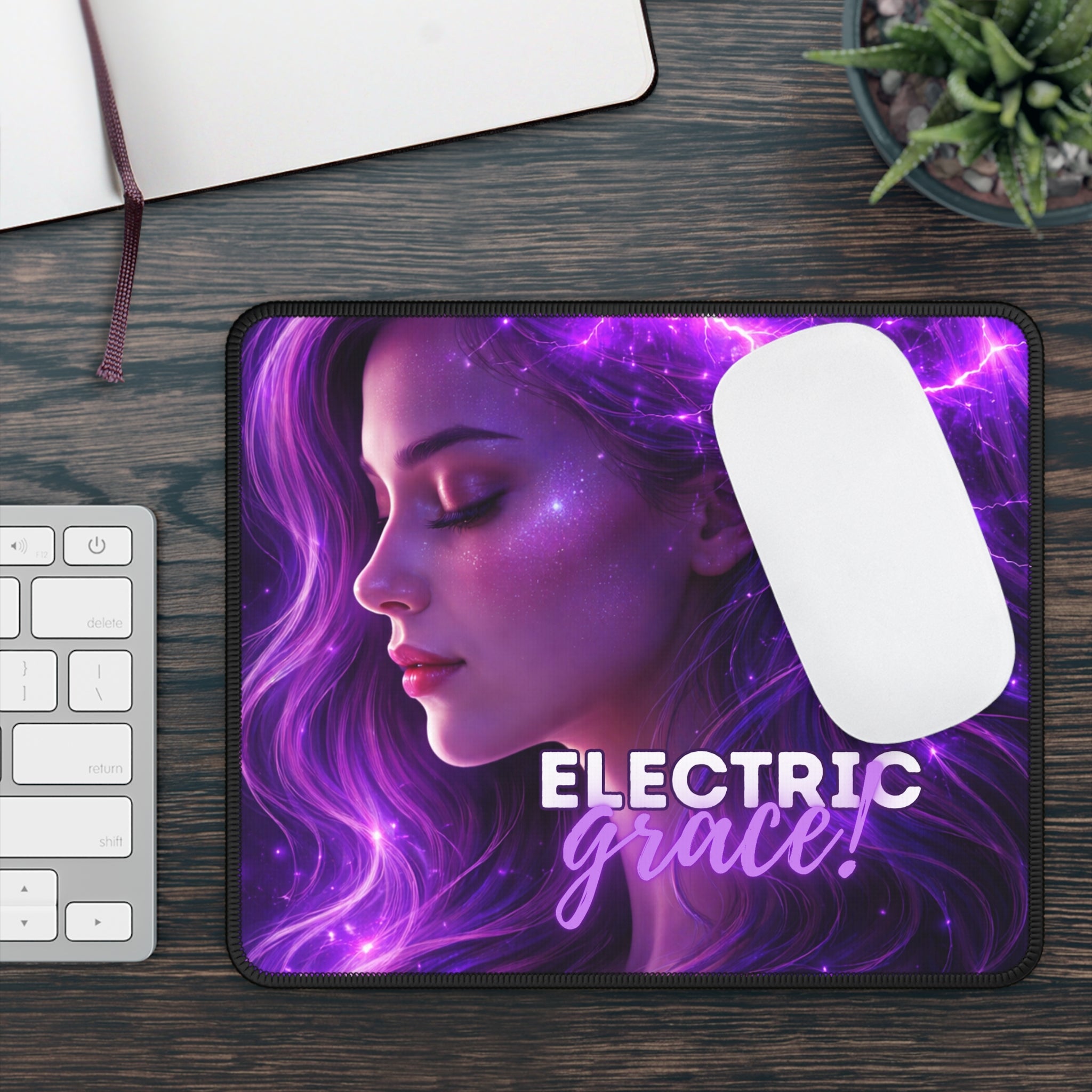 Electric Grace Mouse Pad – Purple Energy Art Desk Accessory