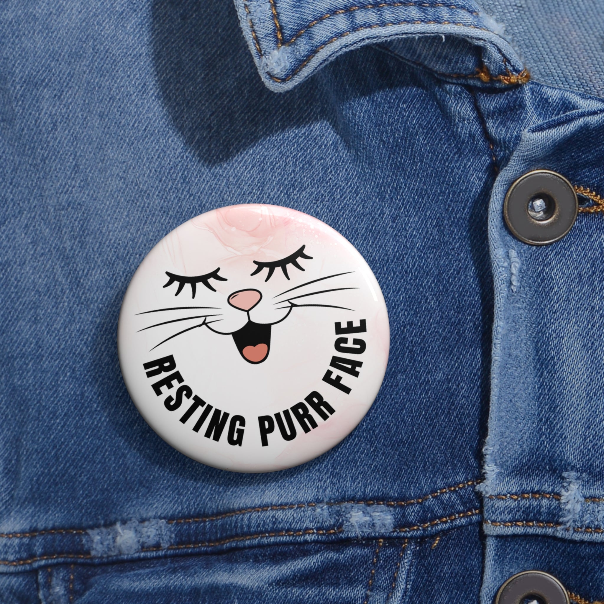 Resting Purr Face Cat Pin Button