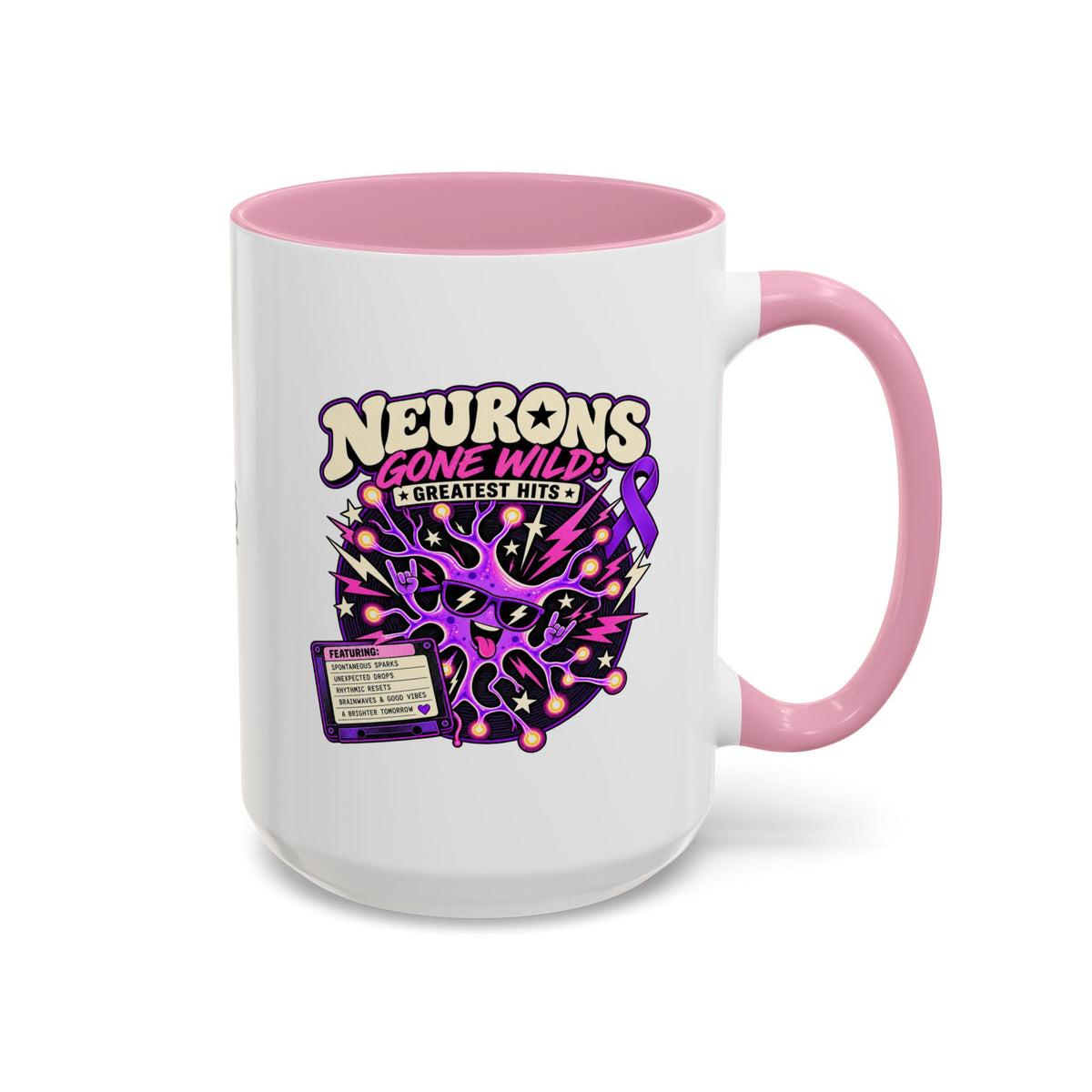 Neurons Gone Wild: Greatest Hits Epilepsy Awareness Accent Coffee Mug (11oz/15oz)