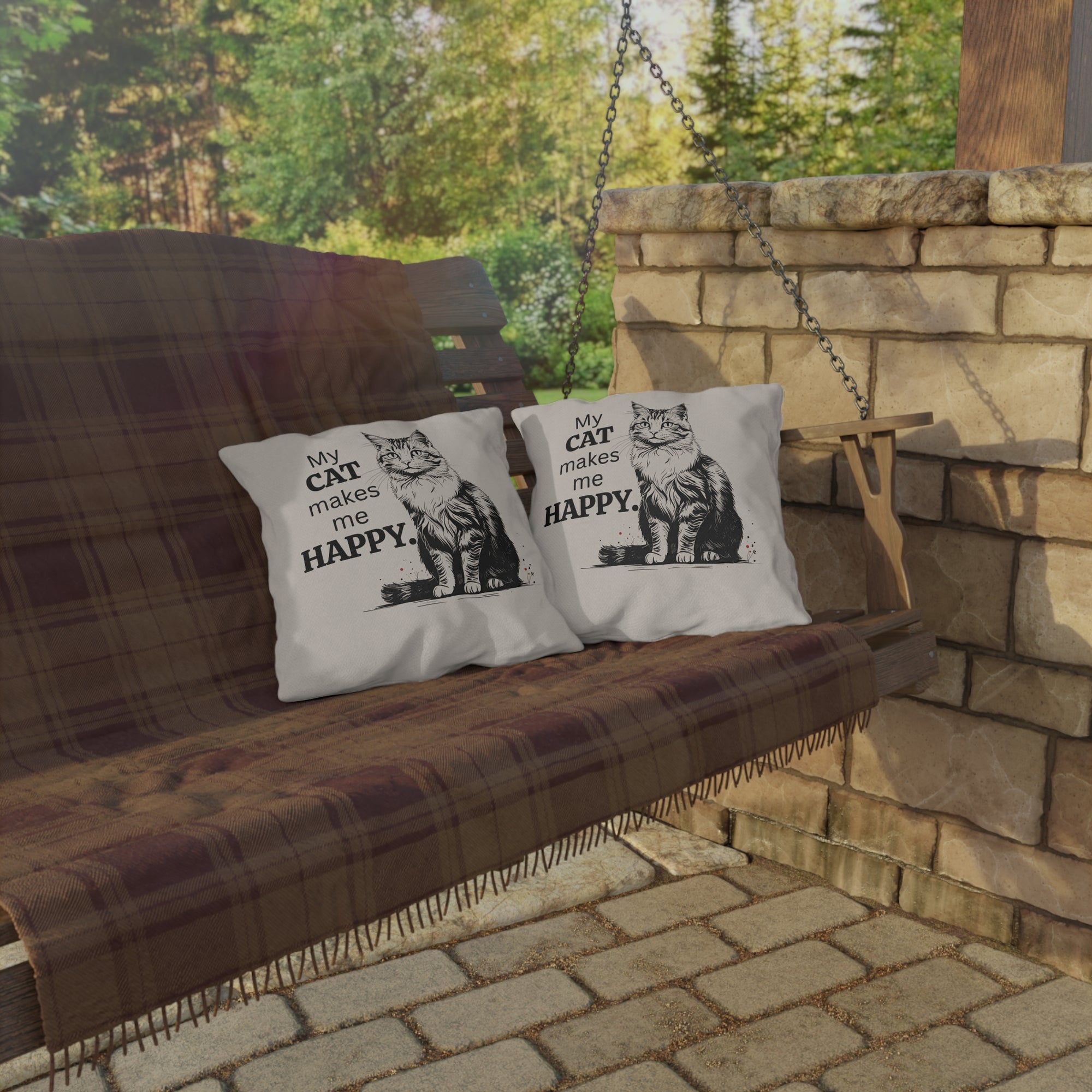 Cat-Themed Outdoor Pillows, Cozy Decor for Cat Lovers