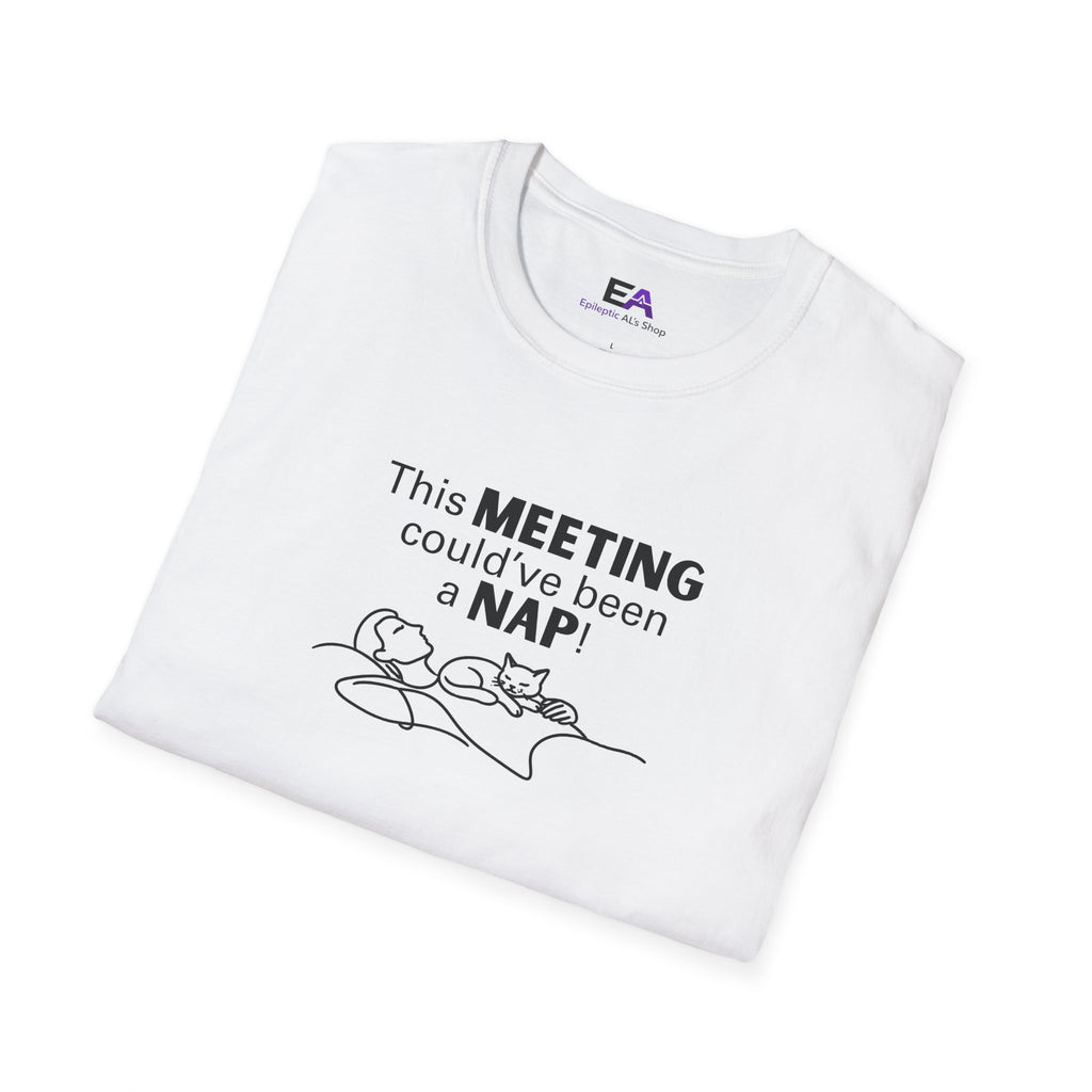 This Meeting Could’ve Been a Nap Cat T-Shirt – Minimalist Line Art Graphic Tee (Unisex)