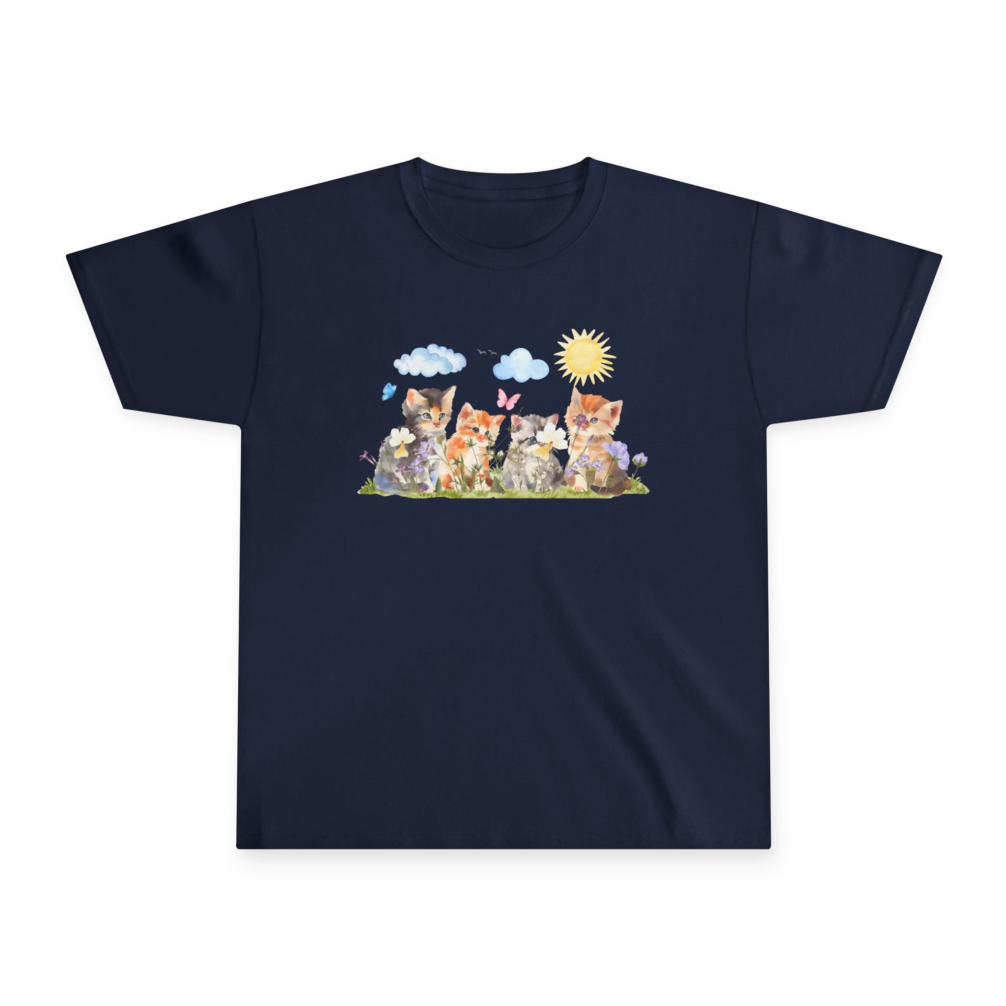 Watercolor Kittens in the Garden Kids’ T-Shirt