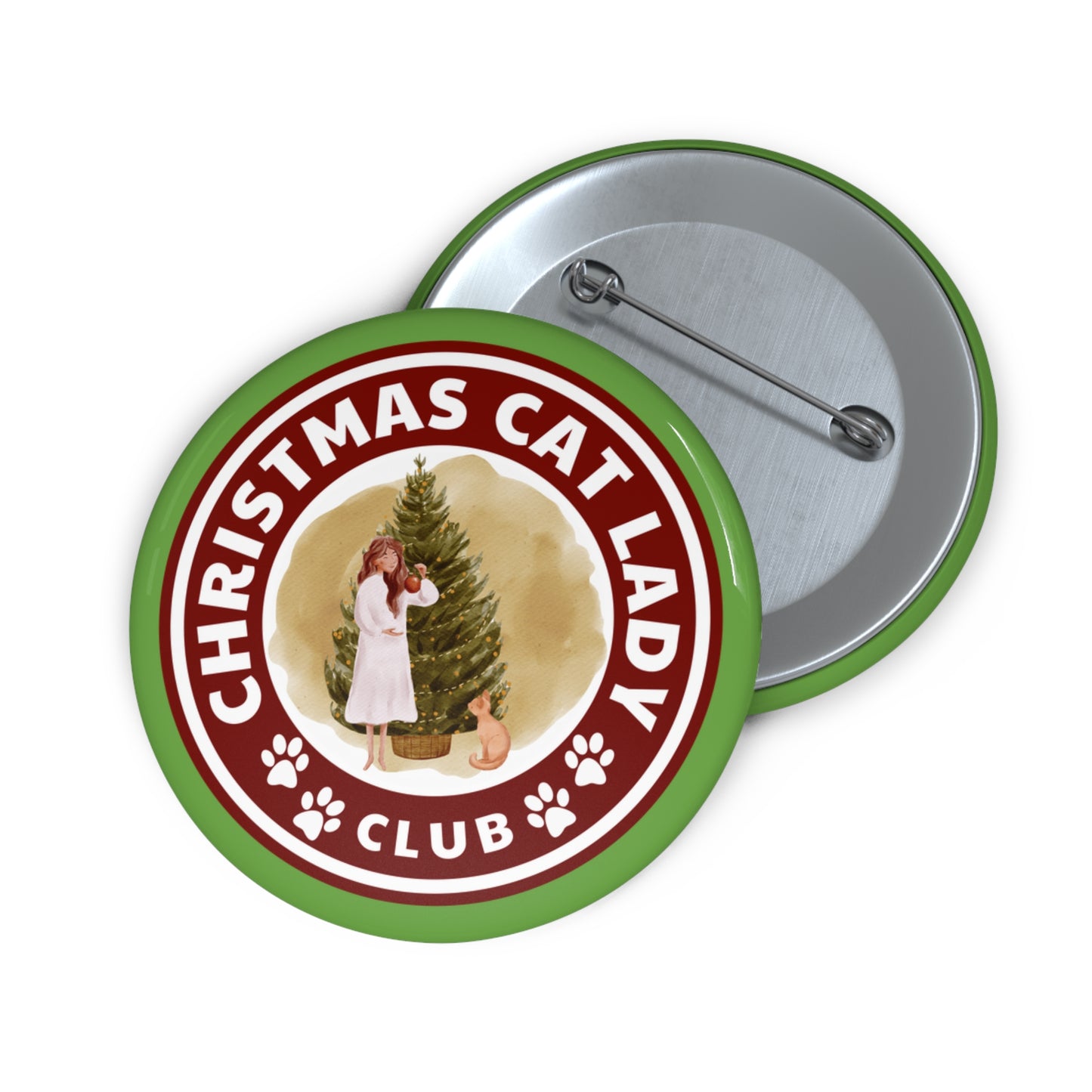 Christmas Cat Lady Club Pin Buttons