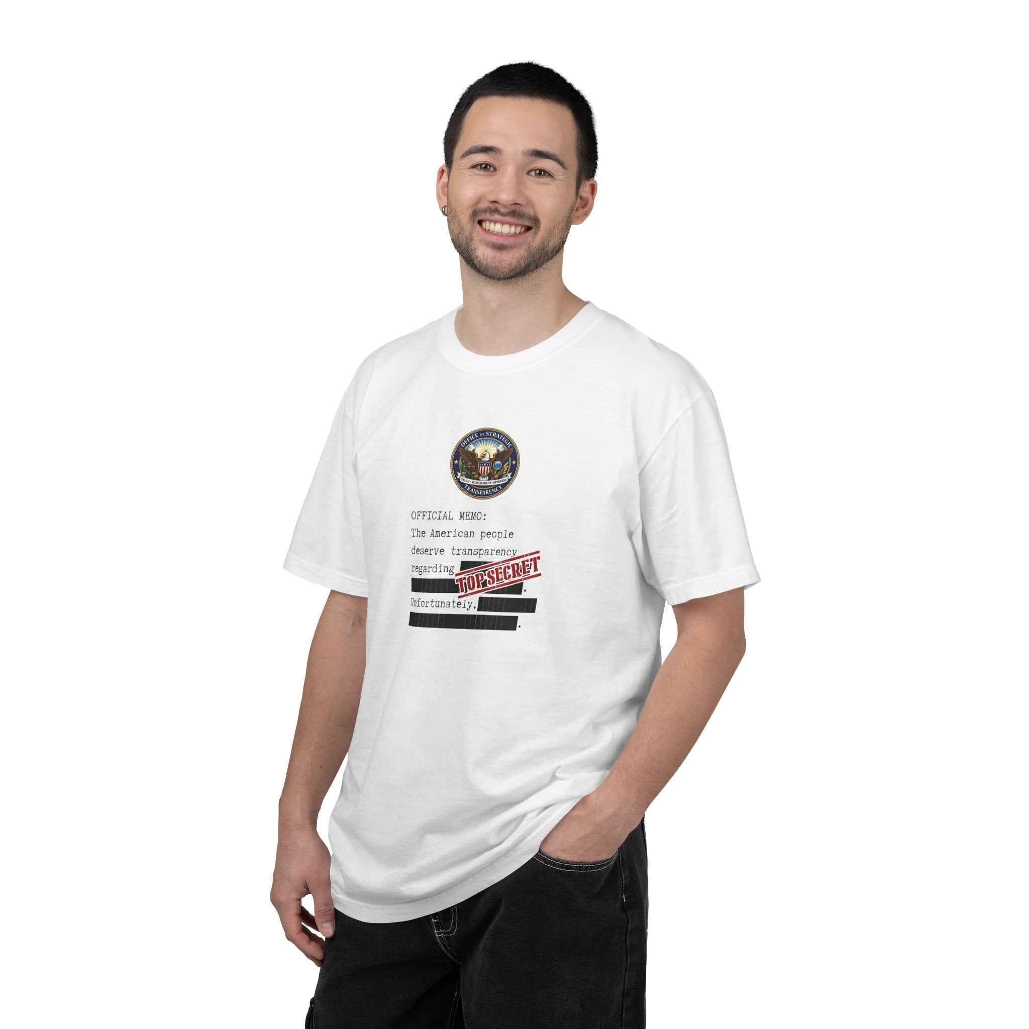 Official Memo “Top Secret” Unisex T-Shirt – Redacted Transparency Graphic Tee