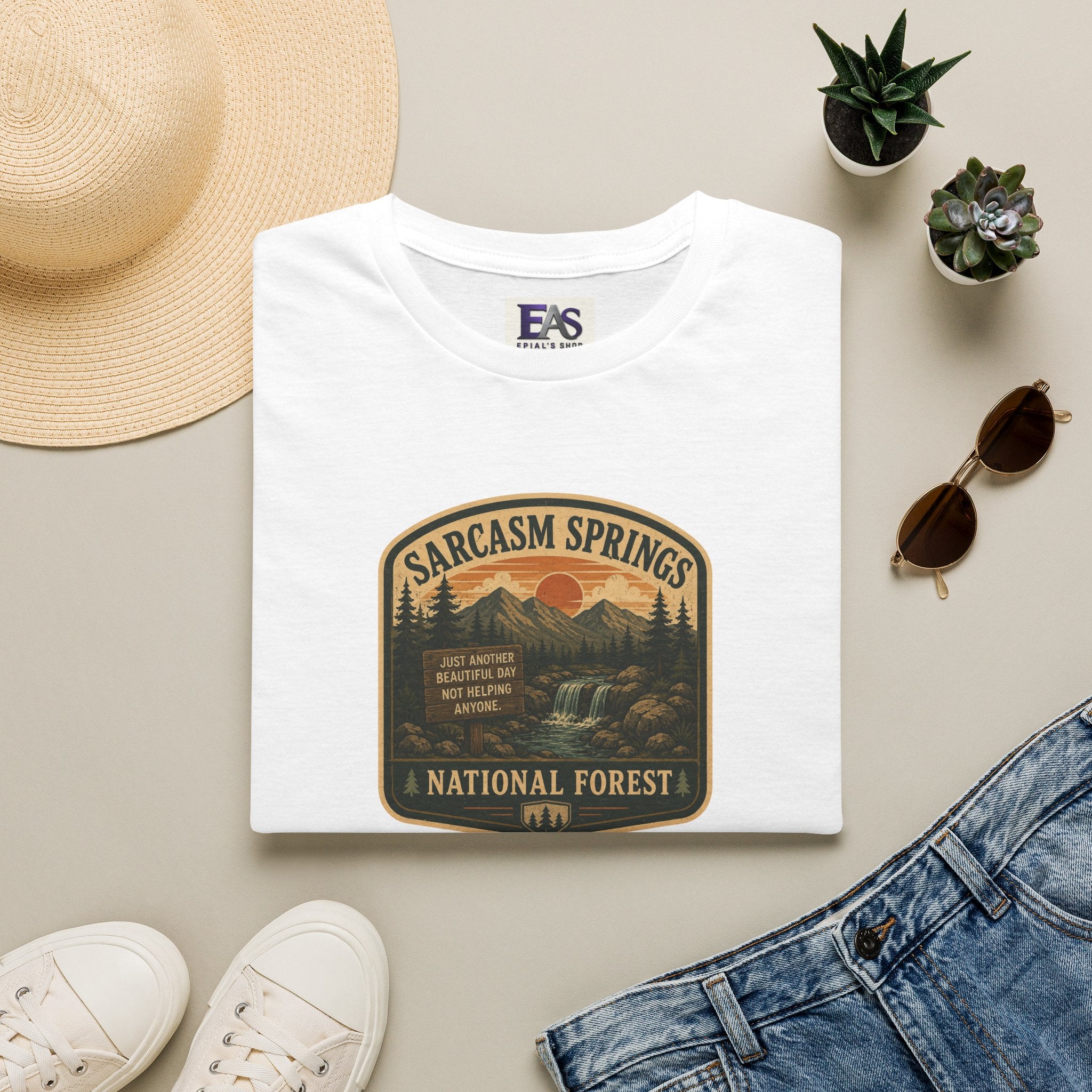 Sarcasm Springs National Forest Unisex T-Shirt | Funny Retro Outdoors Graphic Tee