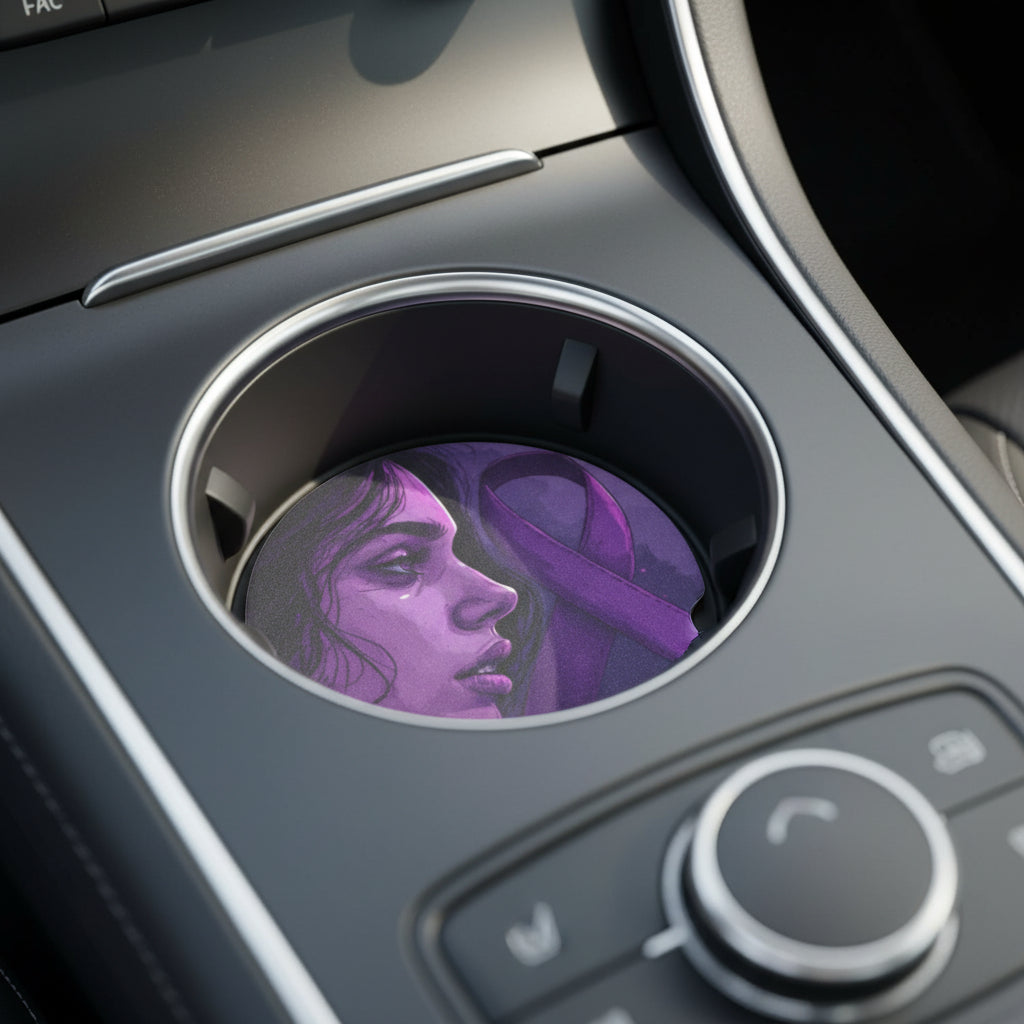 Purple Ribbon Soapstone Car Coaster - Accessories, Auto, Coasters - EpiAl's Shop
