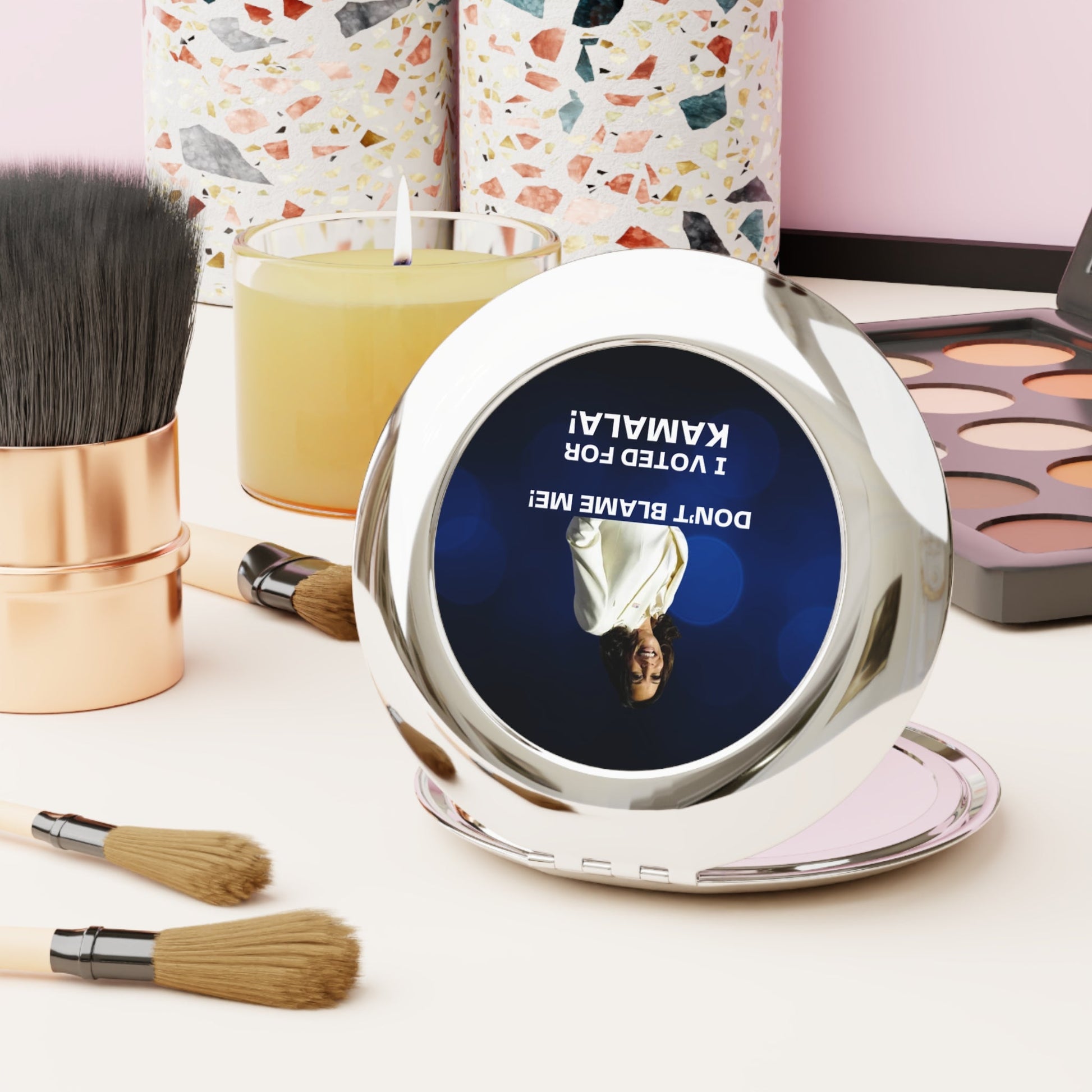 Compact Travel Mirror - Political Statement Mirror with 'I Voted for Kamala!' Printify