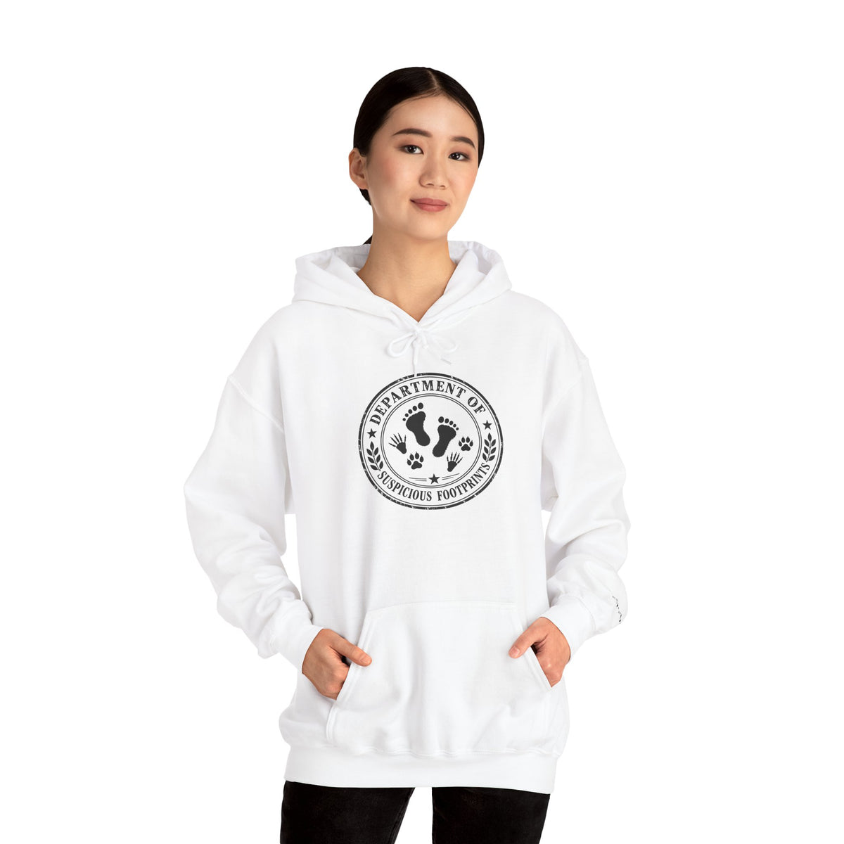 Department of Suspicious Footprints Hoodie | Bigfoot, Raccoon & Cat Cryptid Sweatshirt