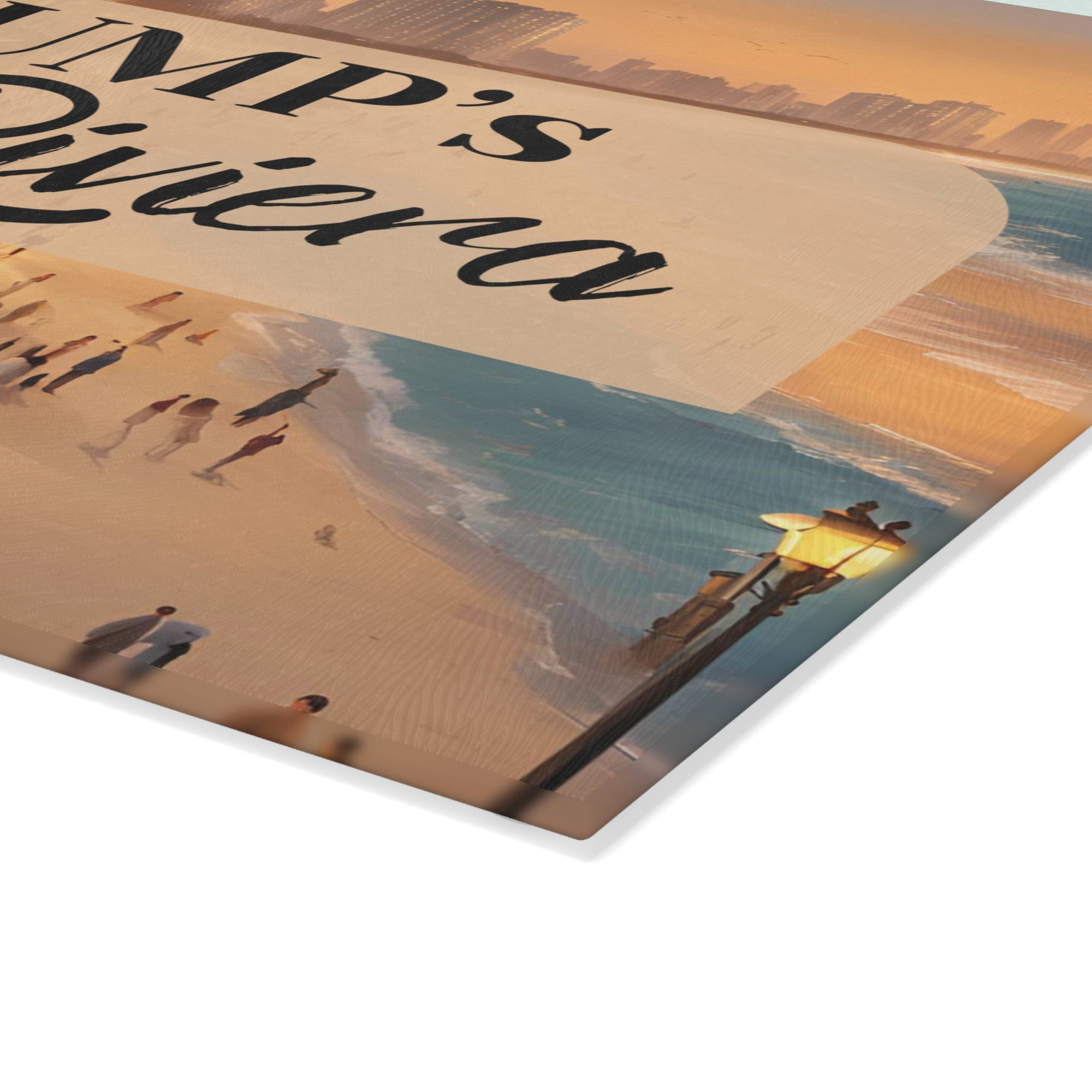 Humorous Glass Cutting Board – Trump’s Gaza Riviera