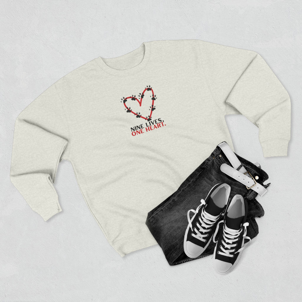 Nine Lives, One Heart – Cat Lover Sweatshirt