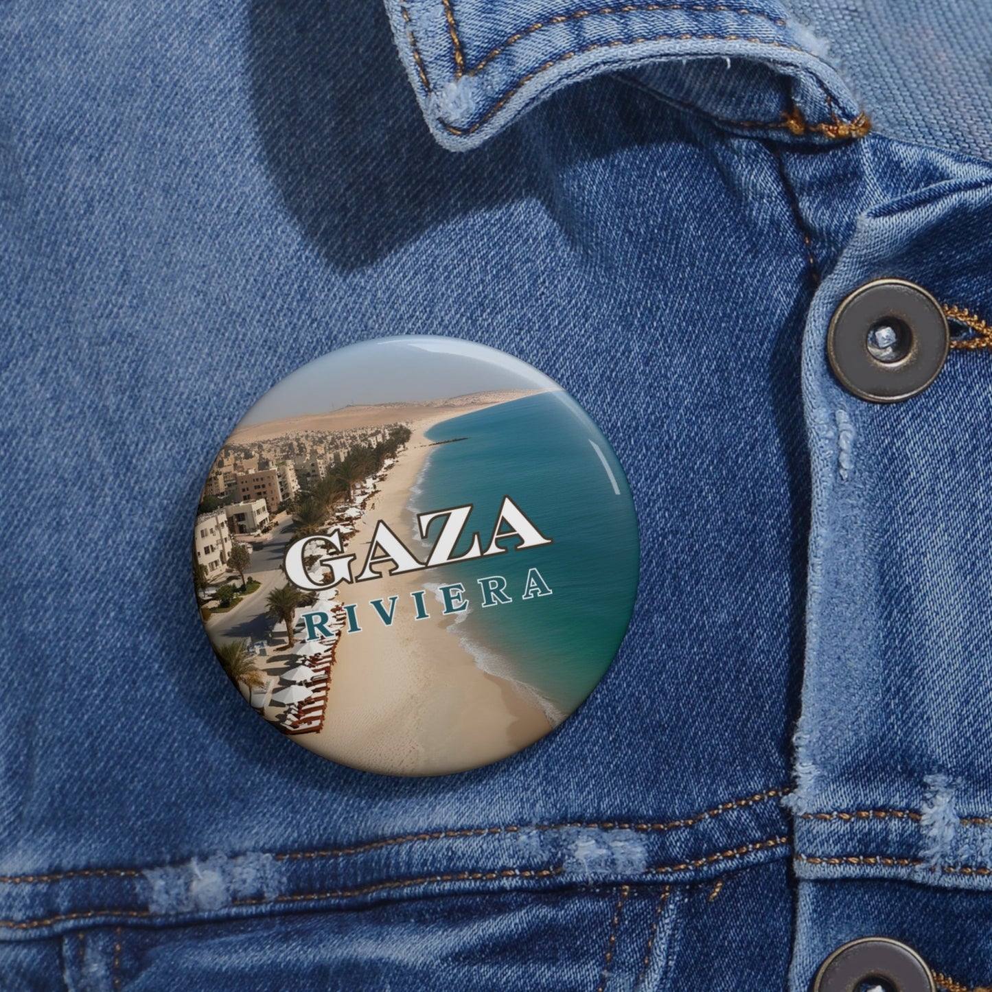 Gaza Riviera Resort Pin Buttons Printify