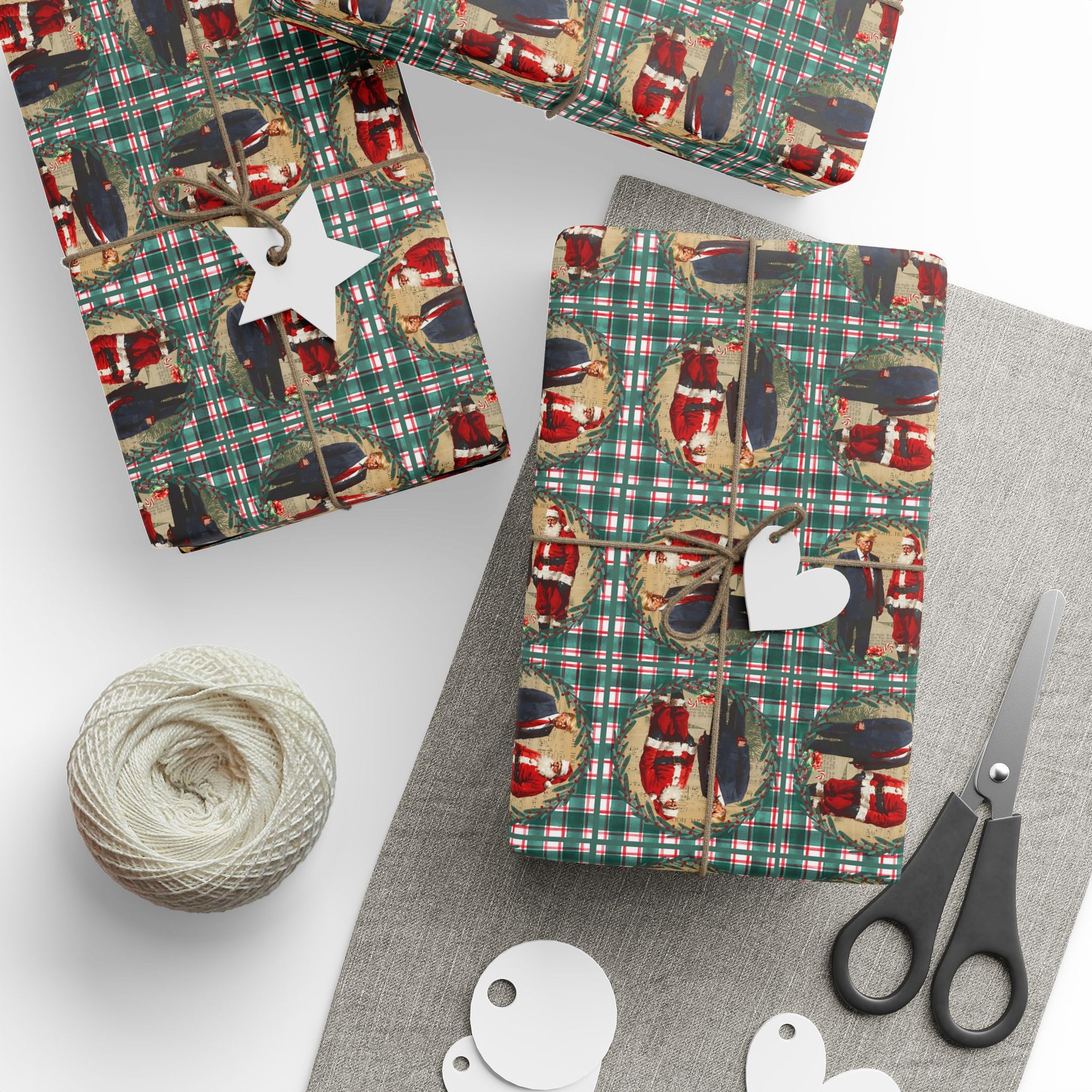 Vintage Style Trump Santa Wrapping Paper for Holiday Gifts