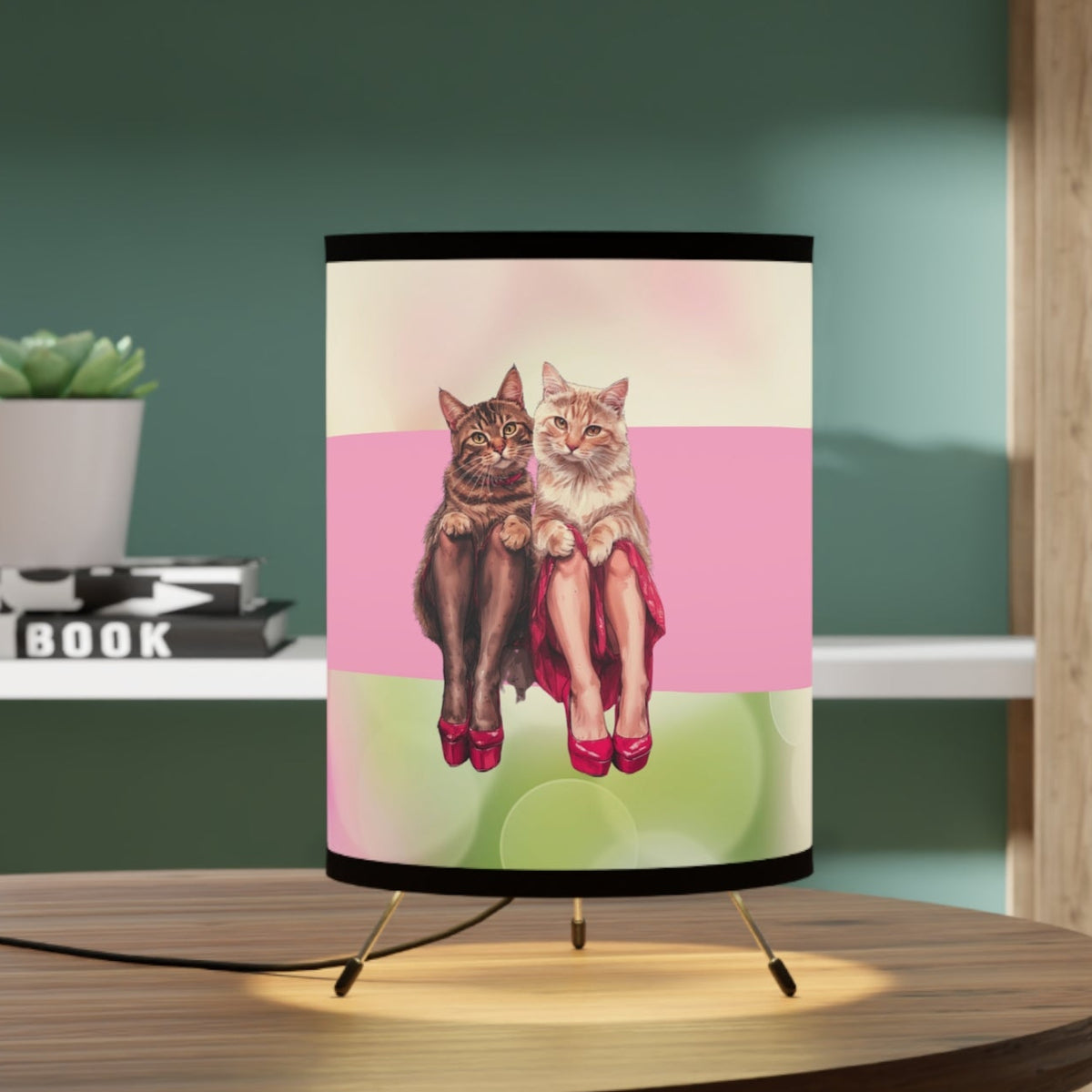 Chic Heeled Cats Tripod Lamp, Unique Gift for Cat Lovers
