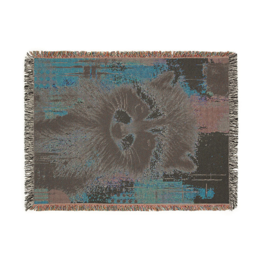 Jimothy the Raccoon Abstract Woven Throw Blanket with Fringe