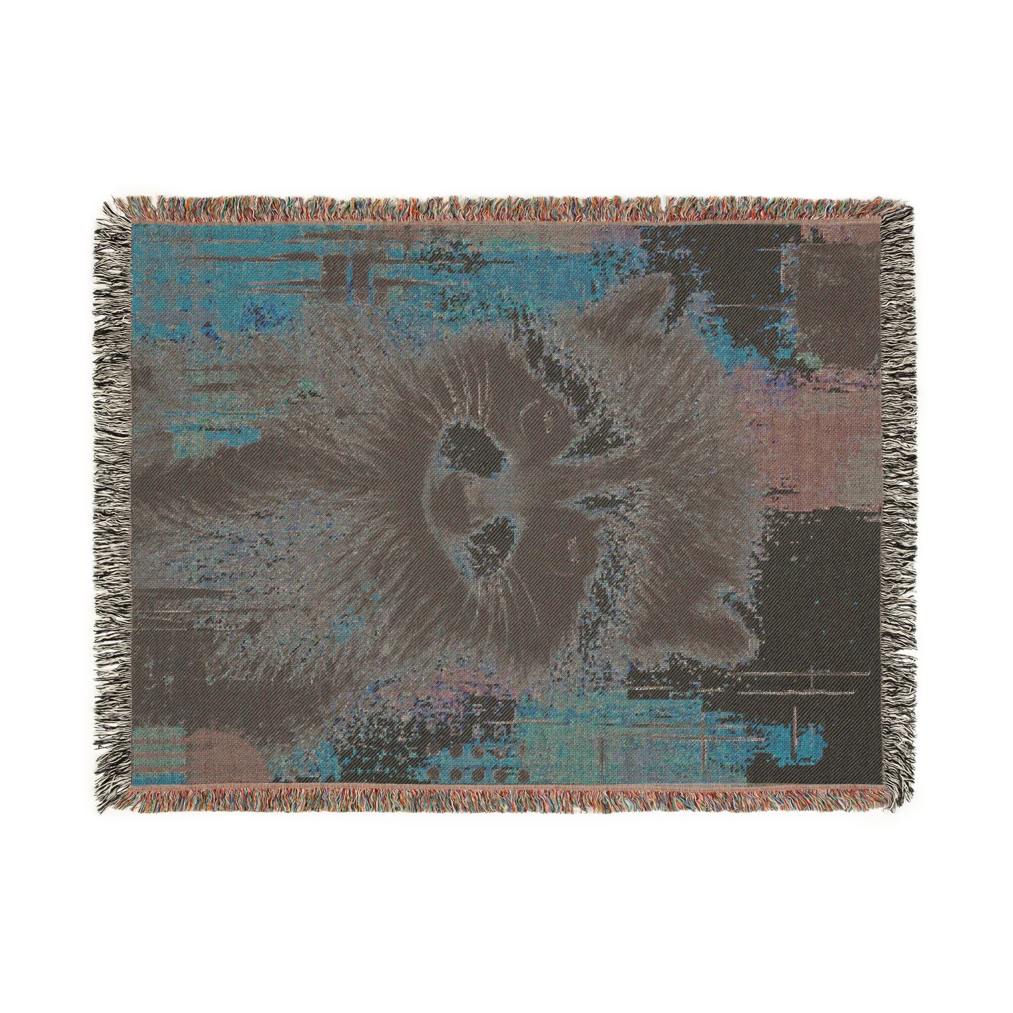 Jimothy the Raccoon Abstract Woven Throw Blanket with Fringe