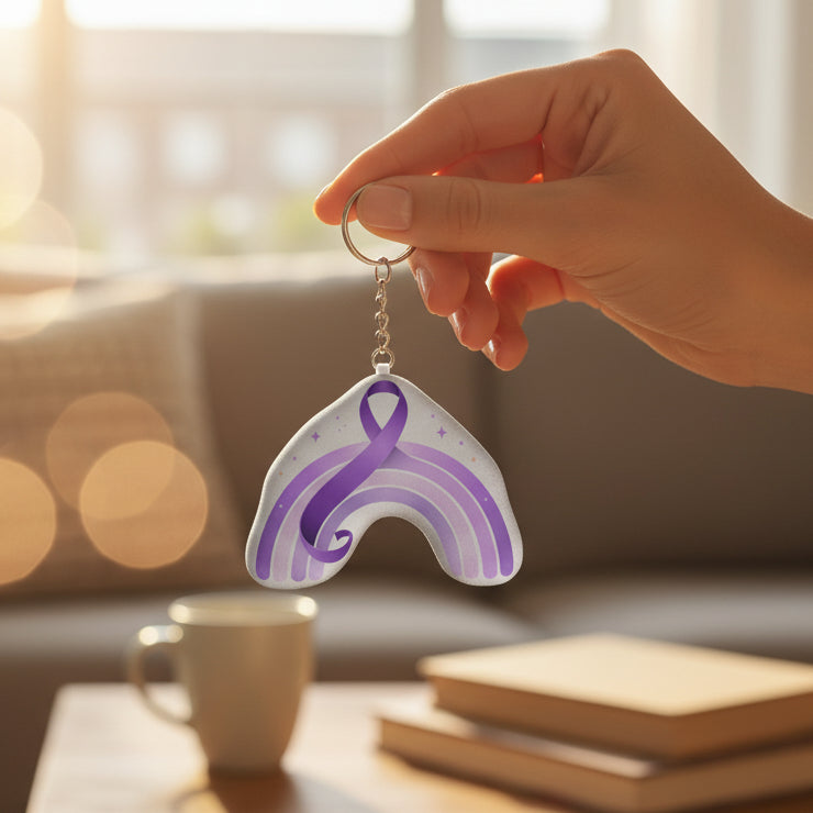Purple Awareness Rainbow Plush Keychain – Epilepsy Support Charm