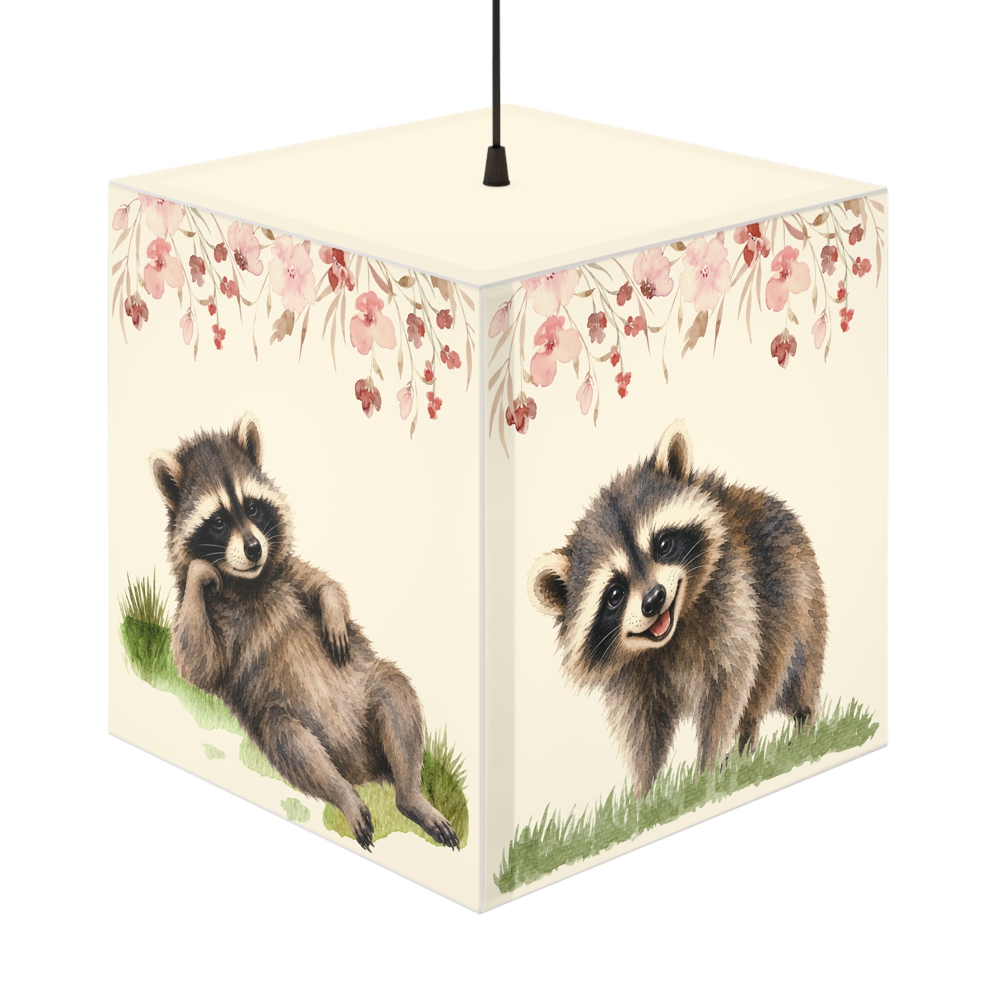 Jimothy Mood Collection Cube Lamp – Curious, Cozy, Unbothered & Happy Watercolor Raccoon Light
