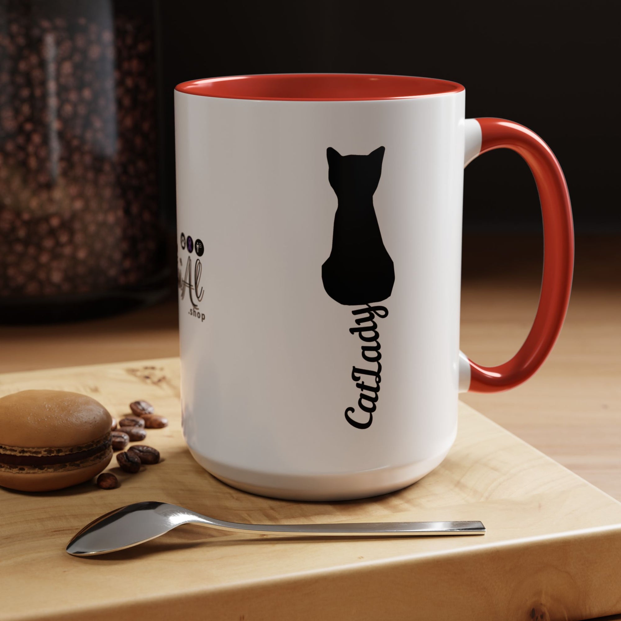 Cursive Tail Cat Lady Coffee Mug, Gift for Cat Lovers