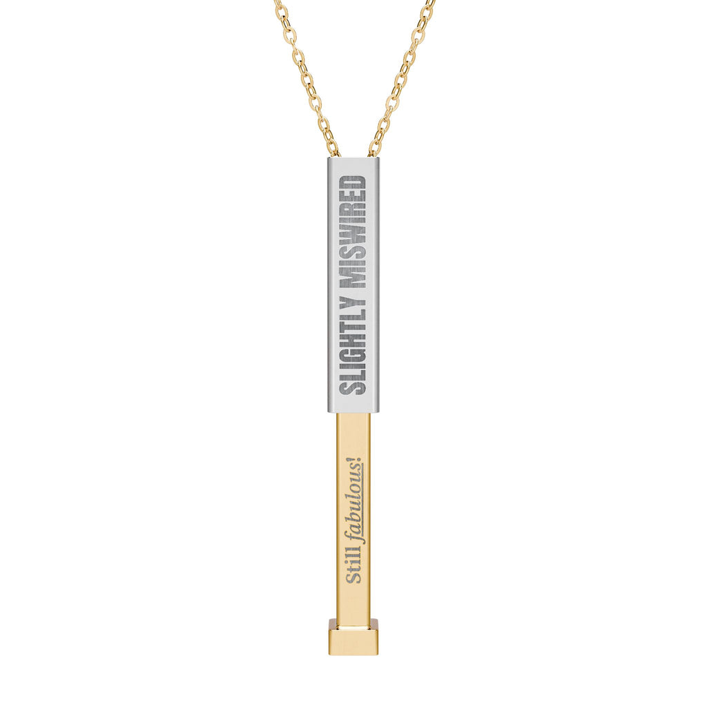 Slightly Miswired, Still Fabulous Hidden Message Sliding Bar Necklace