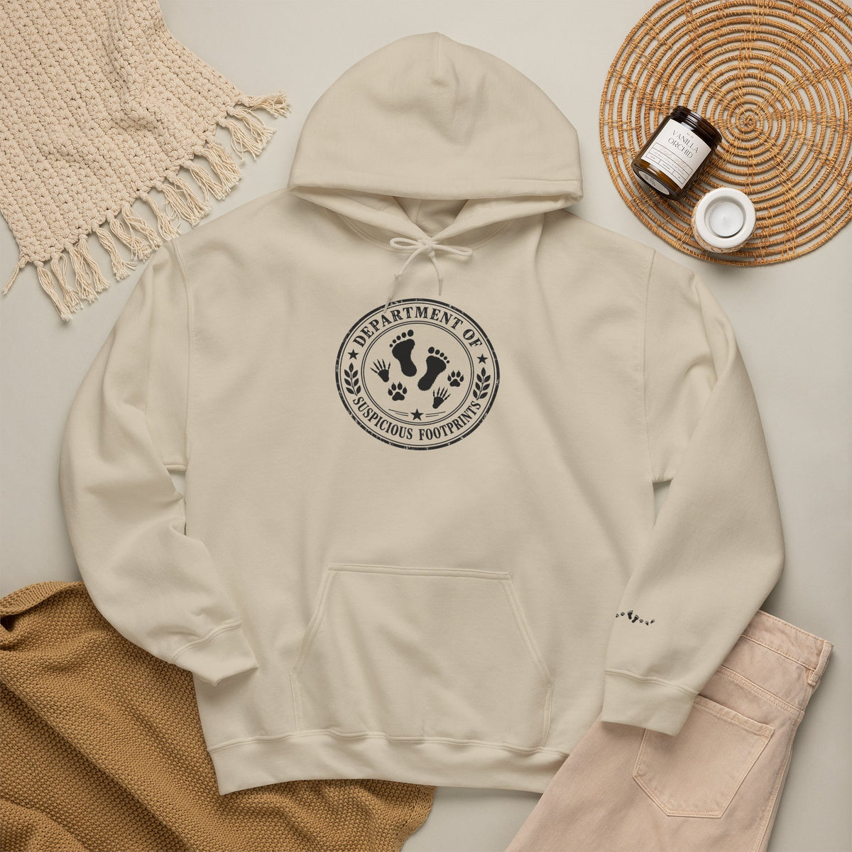 Department of Suspicious Footprints Hoodie | Bigfoot, Raccoon & Cat Cryptid Sweatshirt