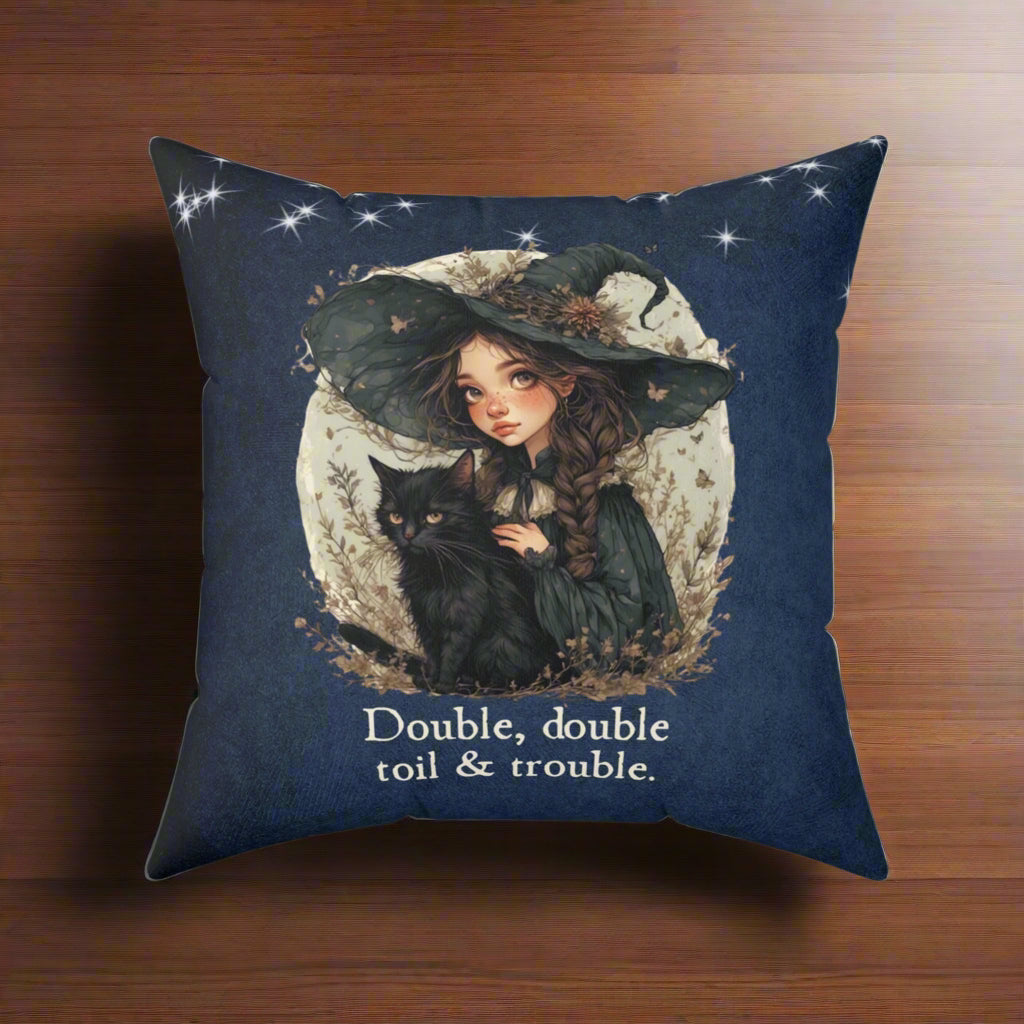 Double Double Toil & Trouble Decorative Pillow, Home Decor