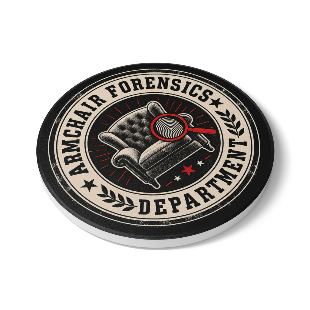 Armchair Forensics Department Ceramic Coaster, True Crime Coaster