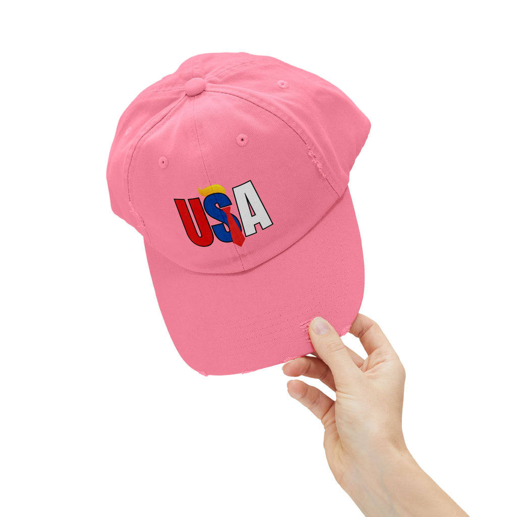 Unisex Trendy Distressed USA Cap