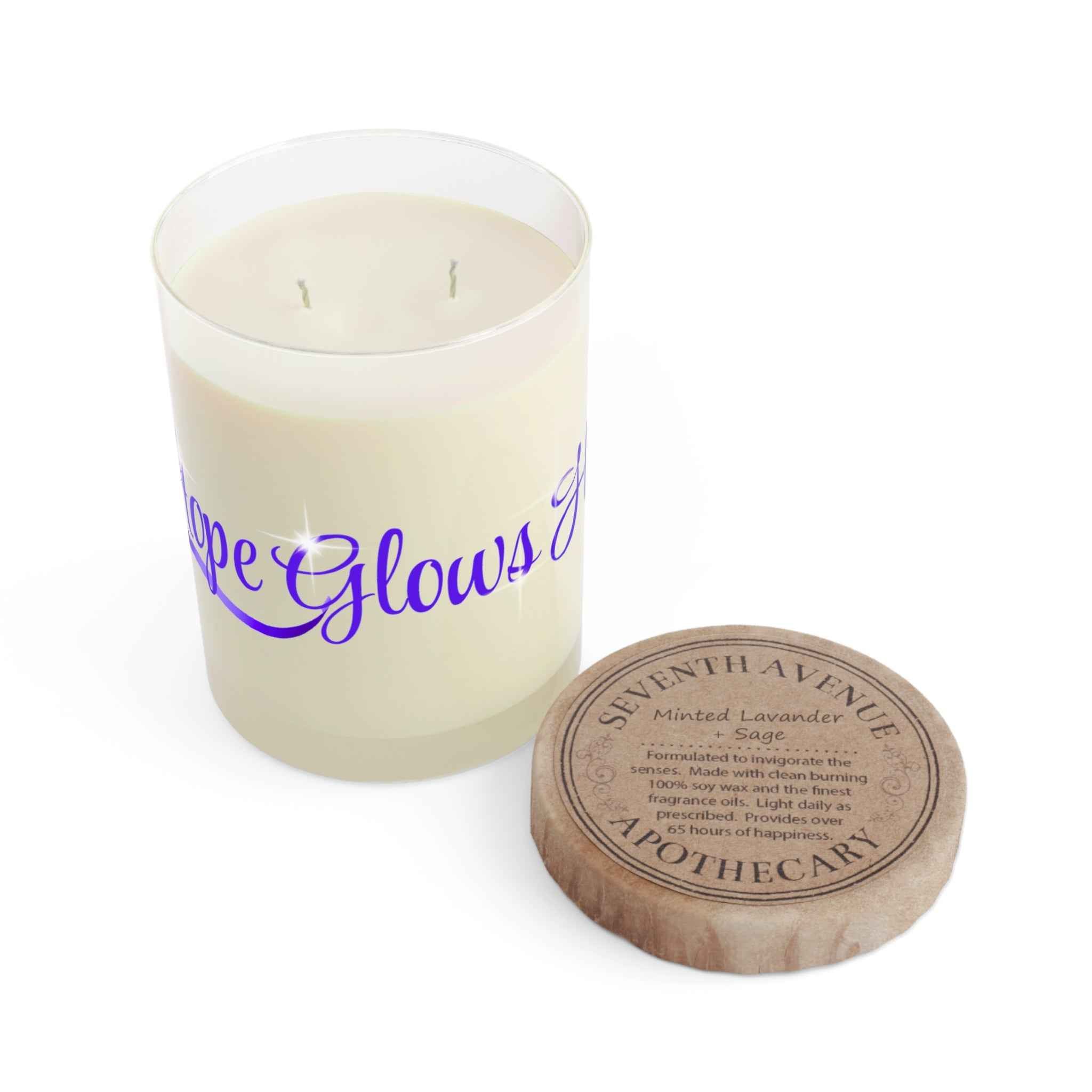 Hope Glows Here | Purple Ribbon Awareness Candle