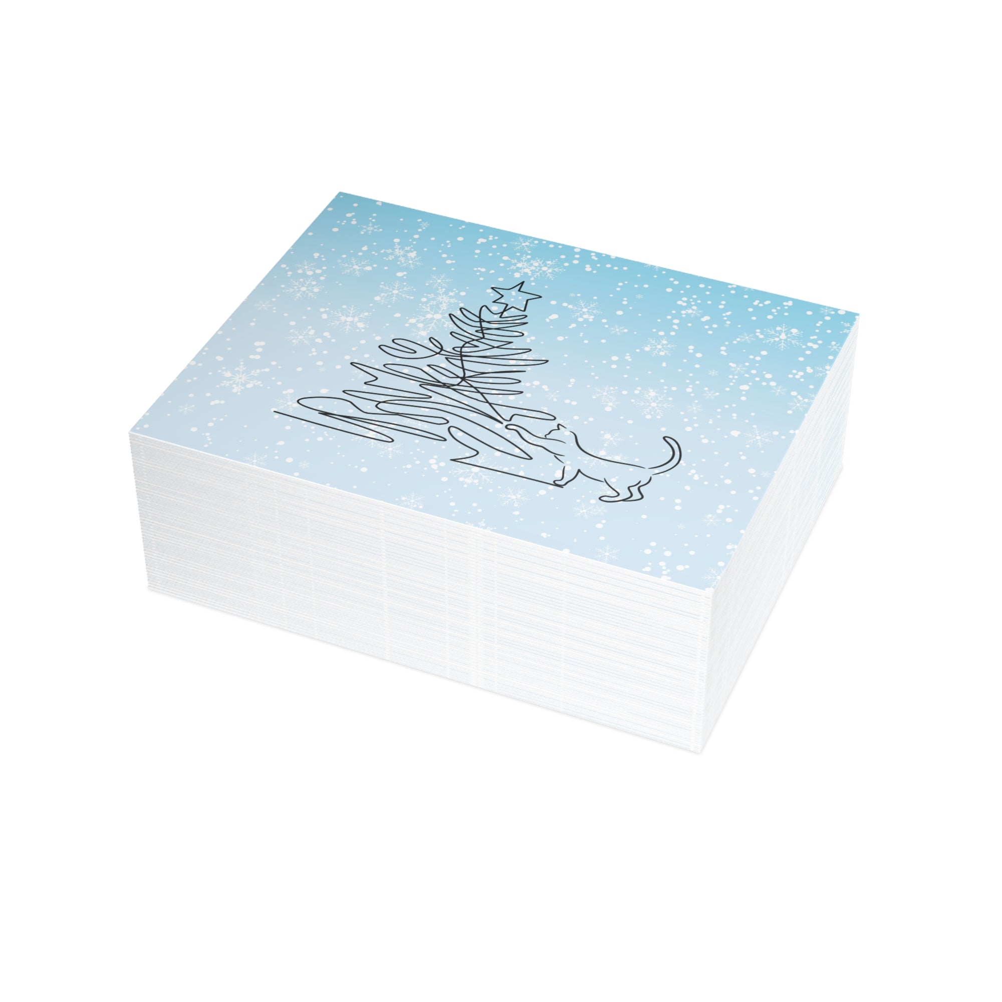 Kitty & Christmas Tree Postcard Bundles (envelopes included)