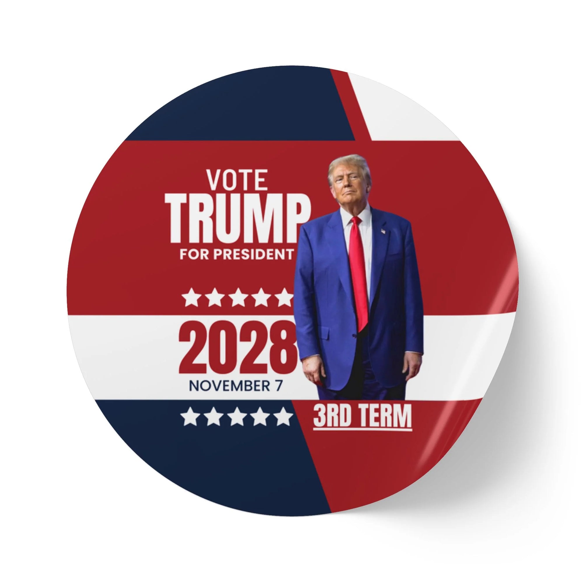 Vote Trump 2028 Round Sticker Rolls - Bold Political Campaign Labels