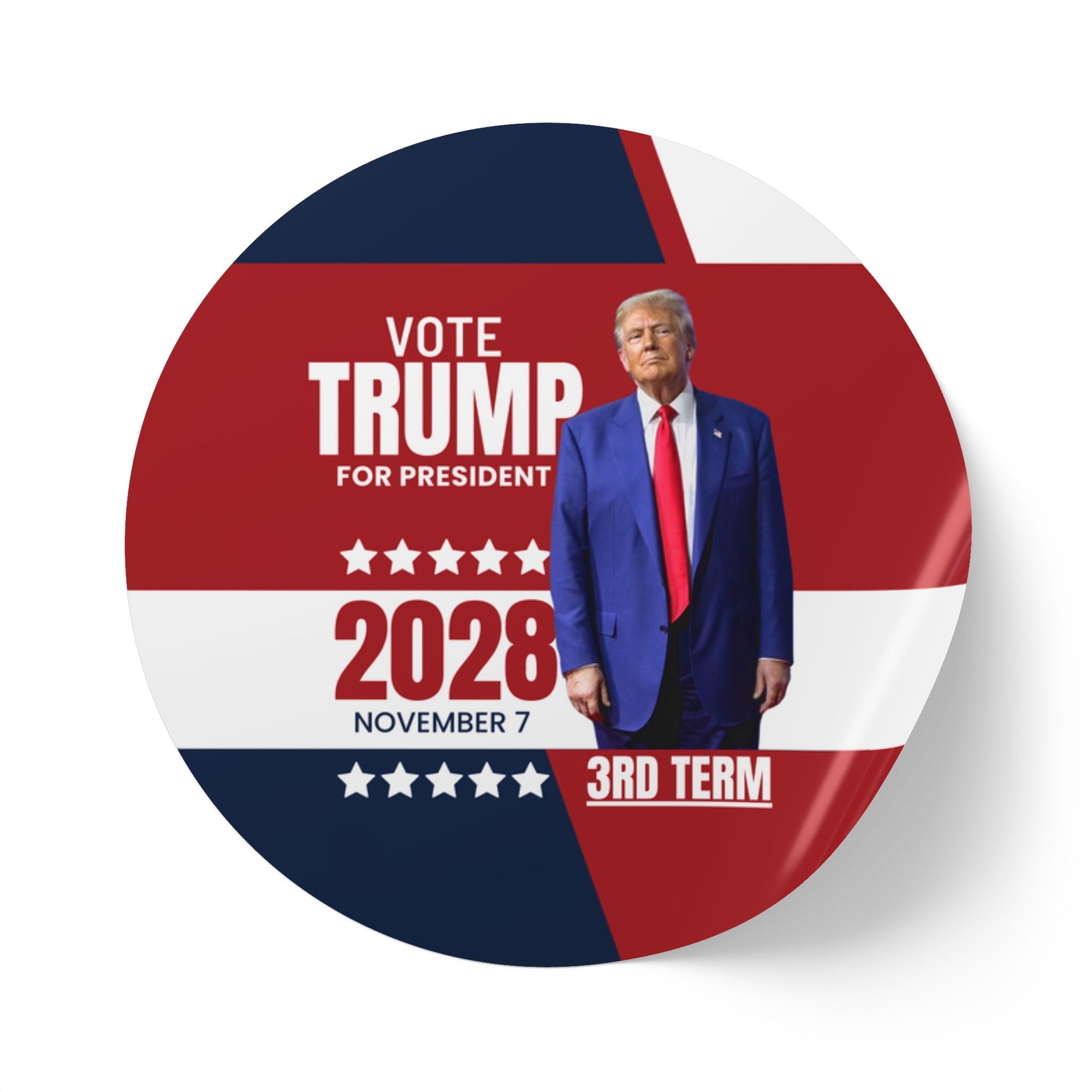 Vote Trump 2028 Round Sticker Rolls - Bold Political Campaign Labels