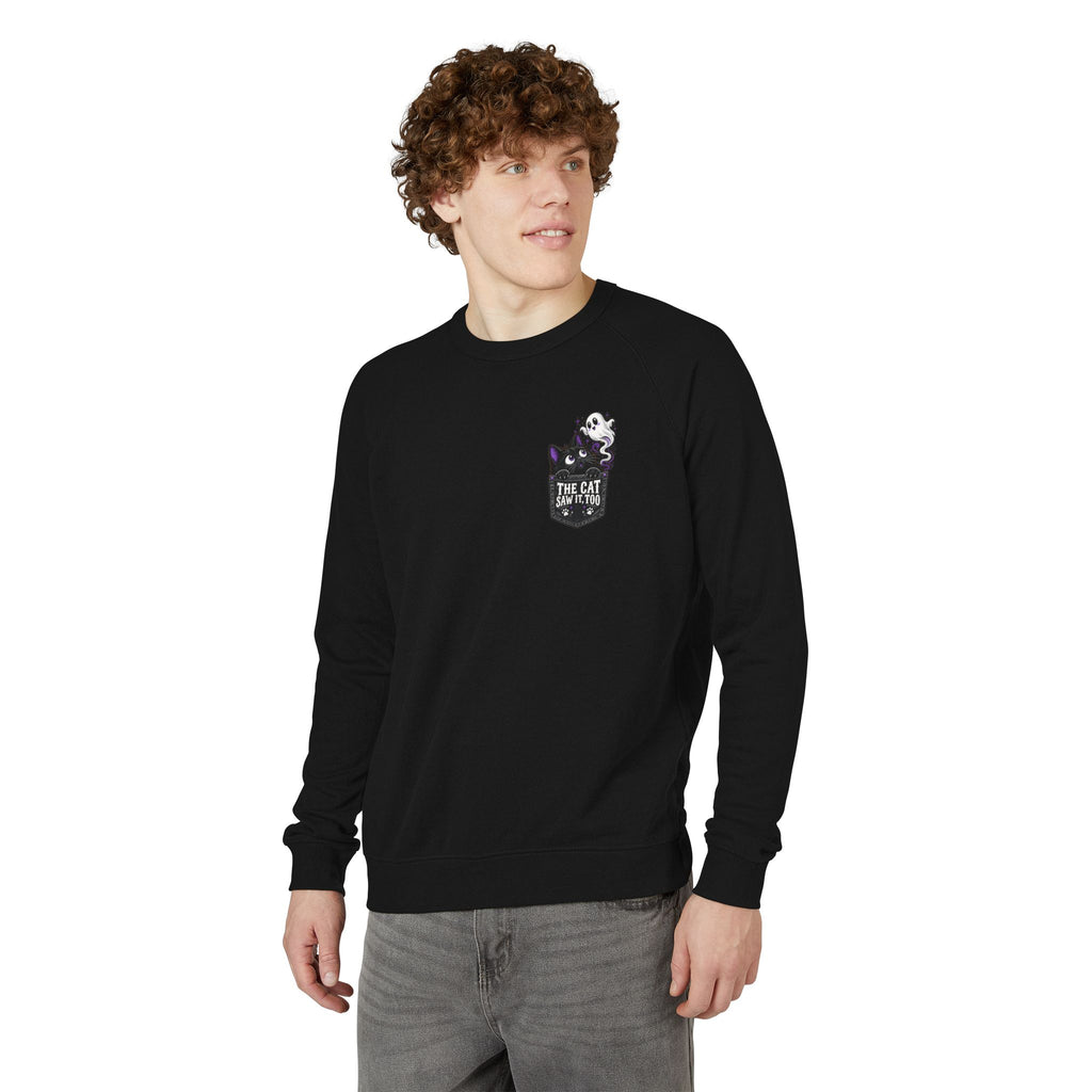 The Cat Saw It, Too Halloween Pocket Crewneck Sweatshirt
