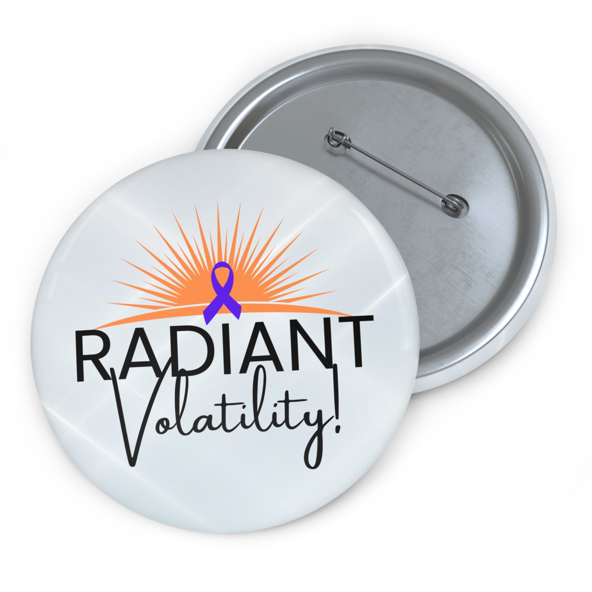 Radiant Volatility Epilepsy Awareness Pinback Button – Purple Ribbon Badge