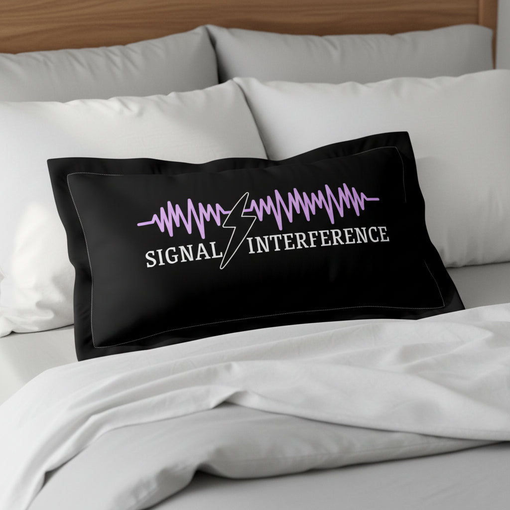Signal Interference Microfiber Pillow Sham – Violet Waveform Lightning Bolt Design (Standard & King)